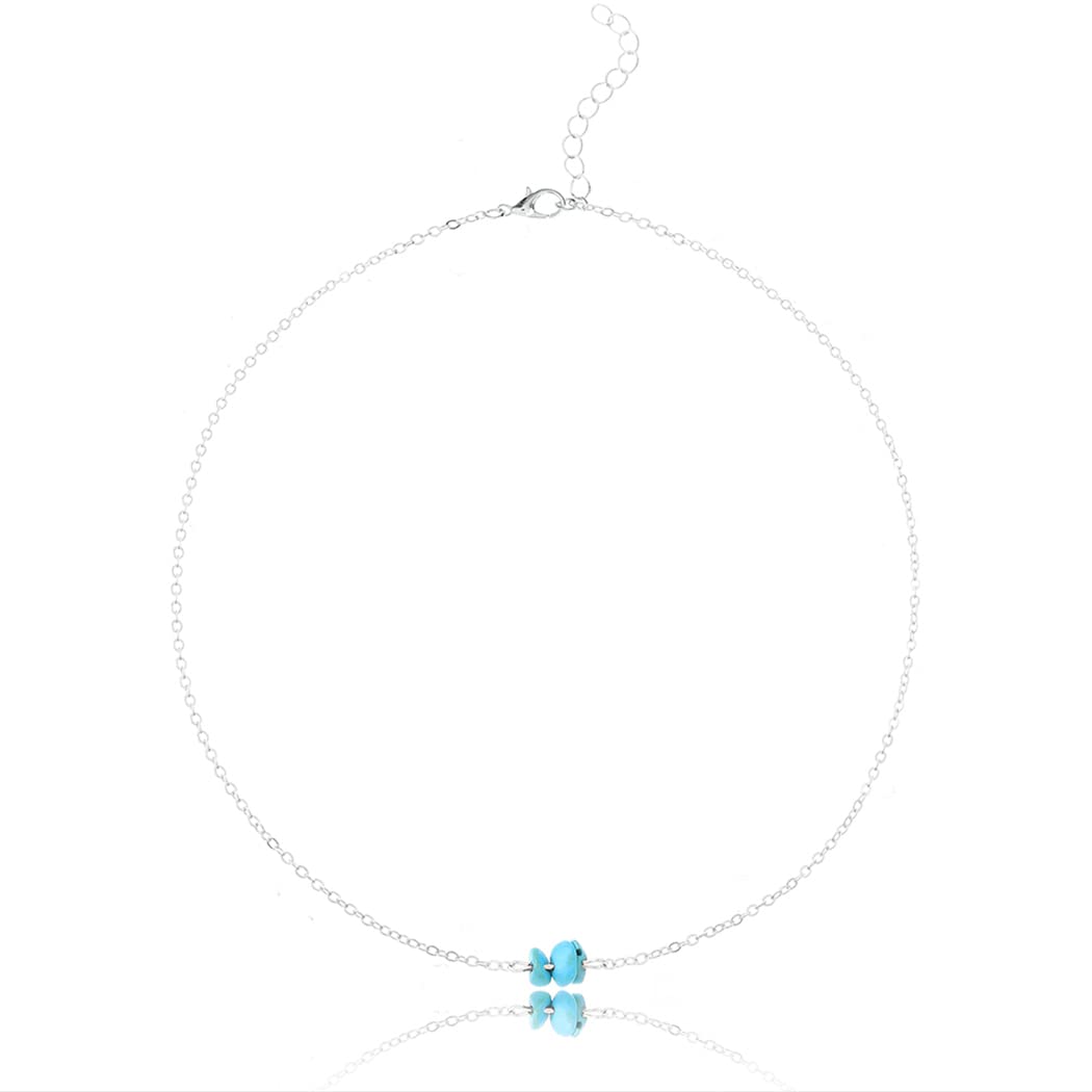 Handmade Boho Turquoise Choker Necklace for Women - Irregular Pendant Short Chain Jewelry | Perfect for Festivals, Weddings & Boho Fashion