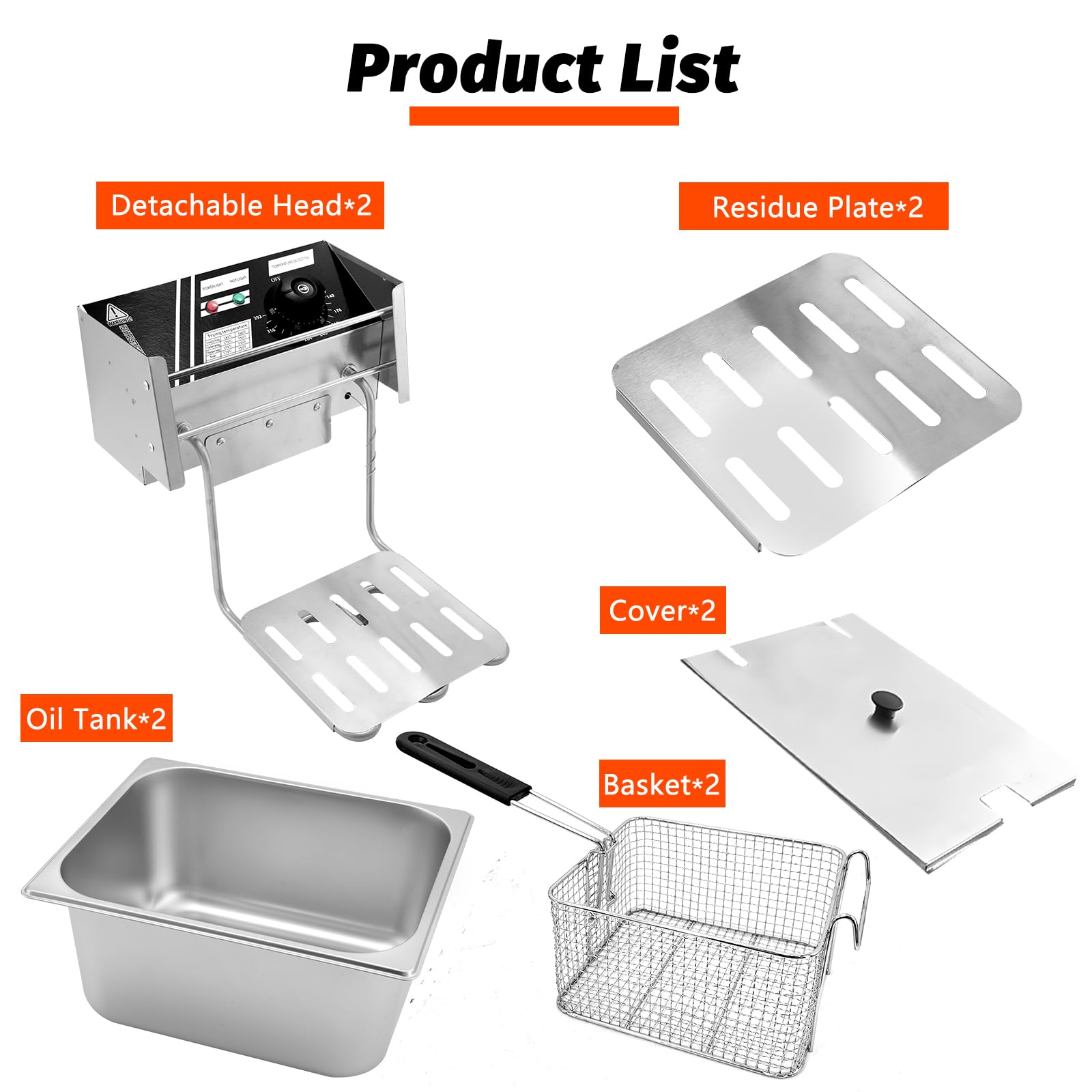 Commercial Deep Fryer - 22.8 QT Electric Double Tank Stainless Steel Oil Fryer with Baskets & Temperature Control - Perfect for Restaurants, Food Trucks & Catering Businesses