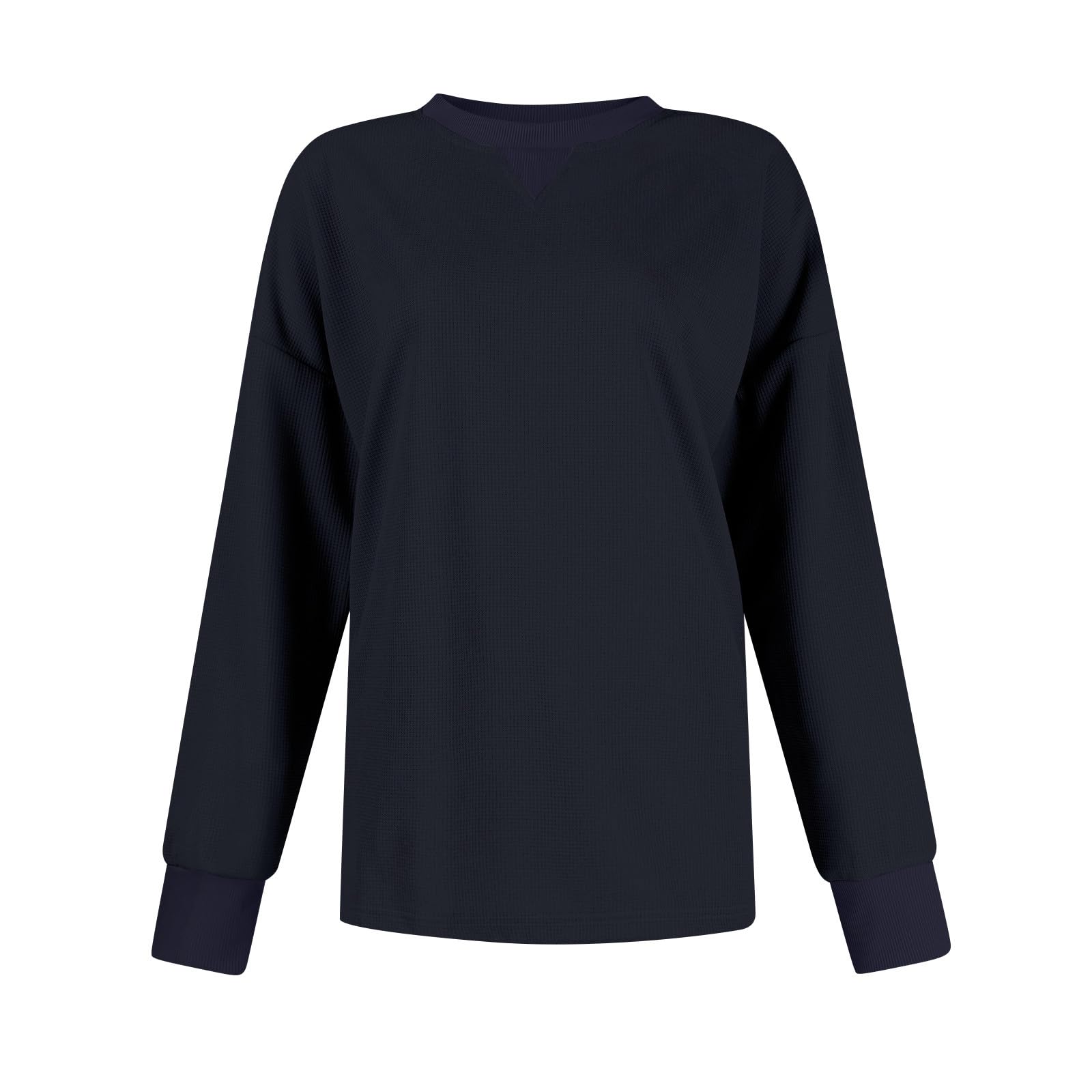 PVTOSD Women's Long Sleeve Crewneck Sweatshirt - Color Block Waffle Knit Loose Fit Casual Pullover Top (S-XXL) | Perfect for Fall Layering, Lounge Wear & Weekend Outfits