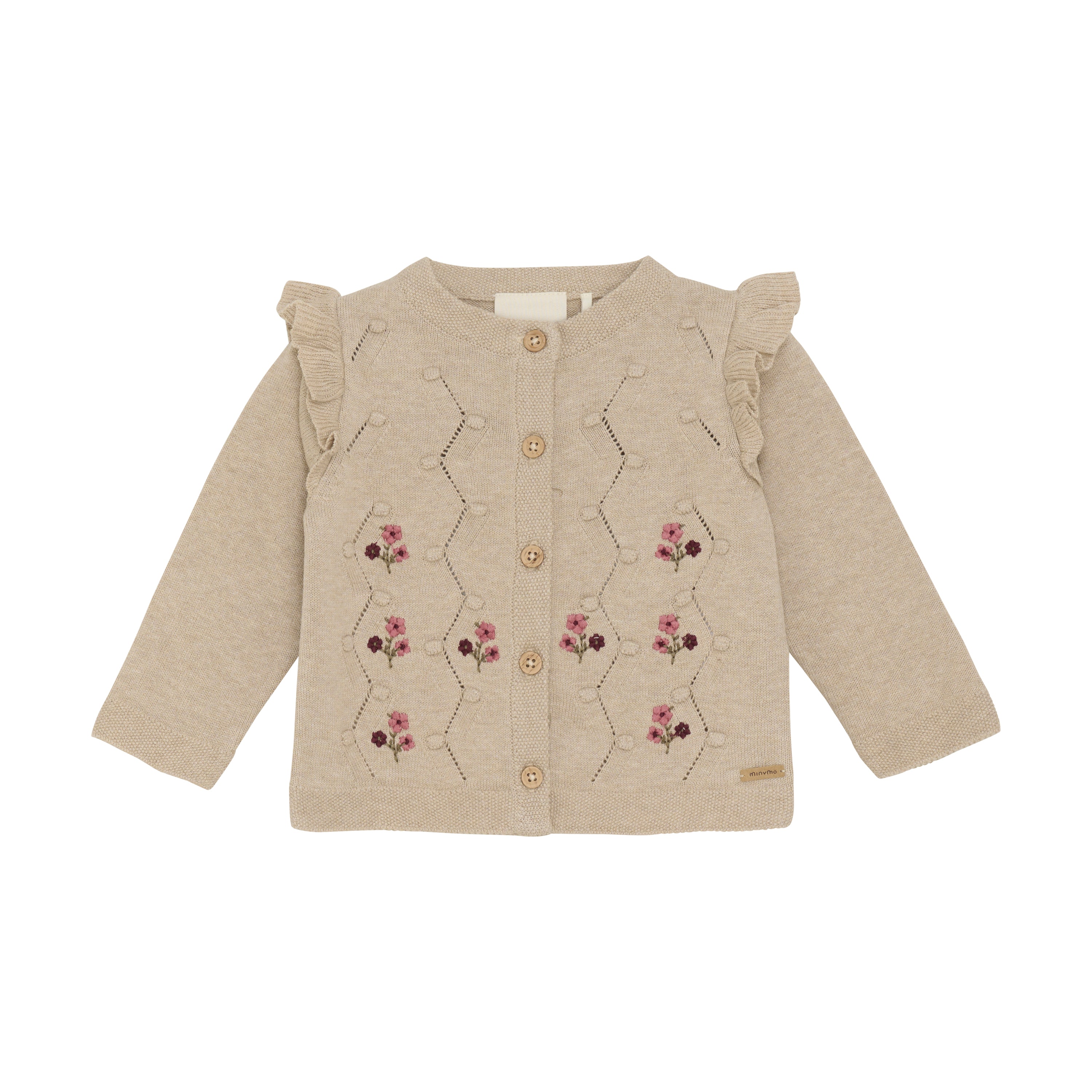 Baby Knit Floral Cardigan - Soft Beige Melange Sweater for Newborns & Toddlers | Perfect for Photoshoots, Family Outings & Special Occasions