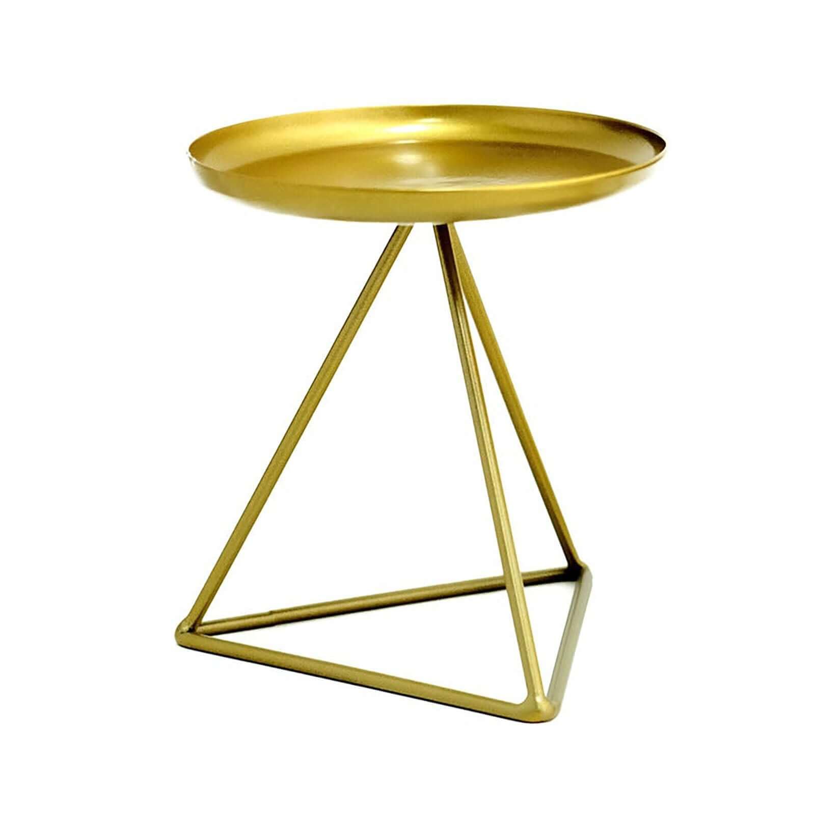 Efavormart 2 Pack 5 Inch Gold Metal Triangle Base Pillar Candle Holders - Geometric Candle Stands for Wedding Centerpieces, Table Decor, and Home Decoration