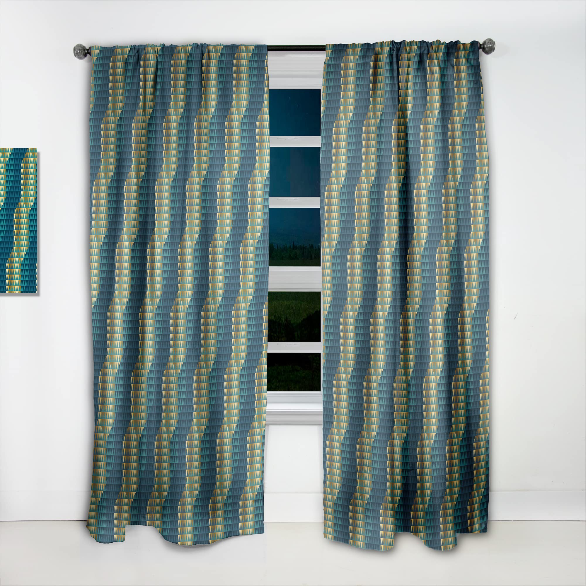 Retro Hexagon Pattern Thermal Insulated Curtains - Single Panel 52x120 Inches - Blackout Drapes for Bedroom & Living Room - Perfect for Home Decor & Light Control