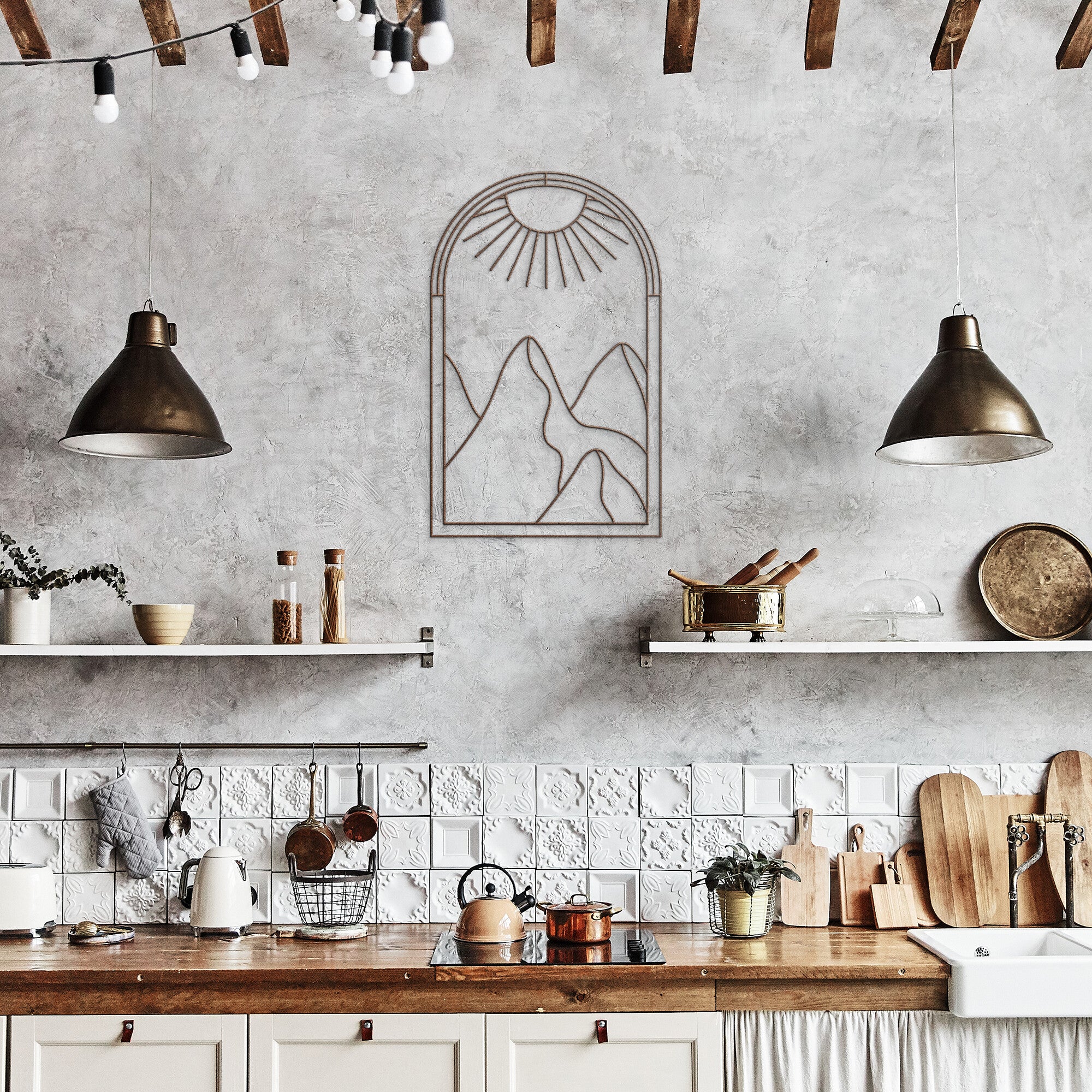 Spring Mountain Metal Wall Art Decor - Handcrafted Modern Home Decor for Living Room, Bedroom & Office - Perfect for Rustic & Contemporary Interior Design