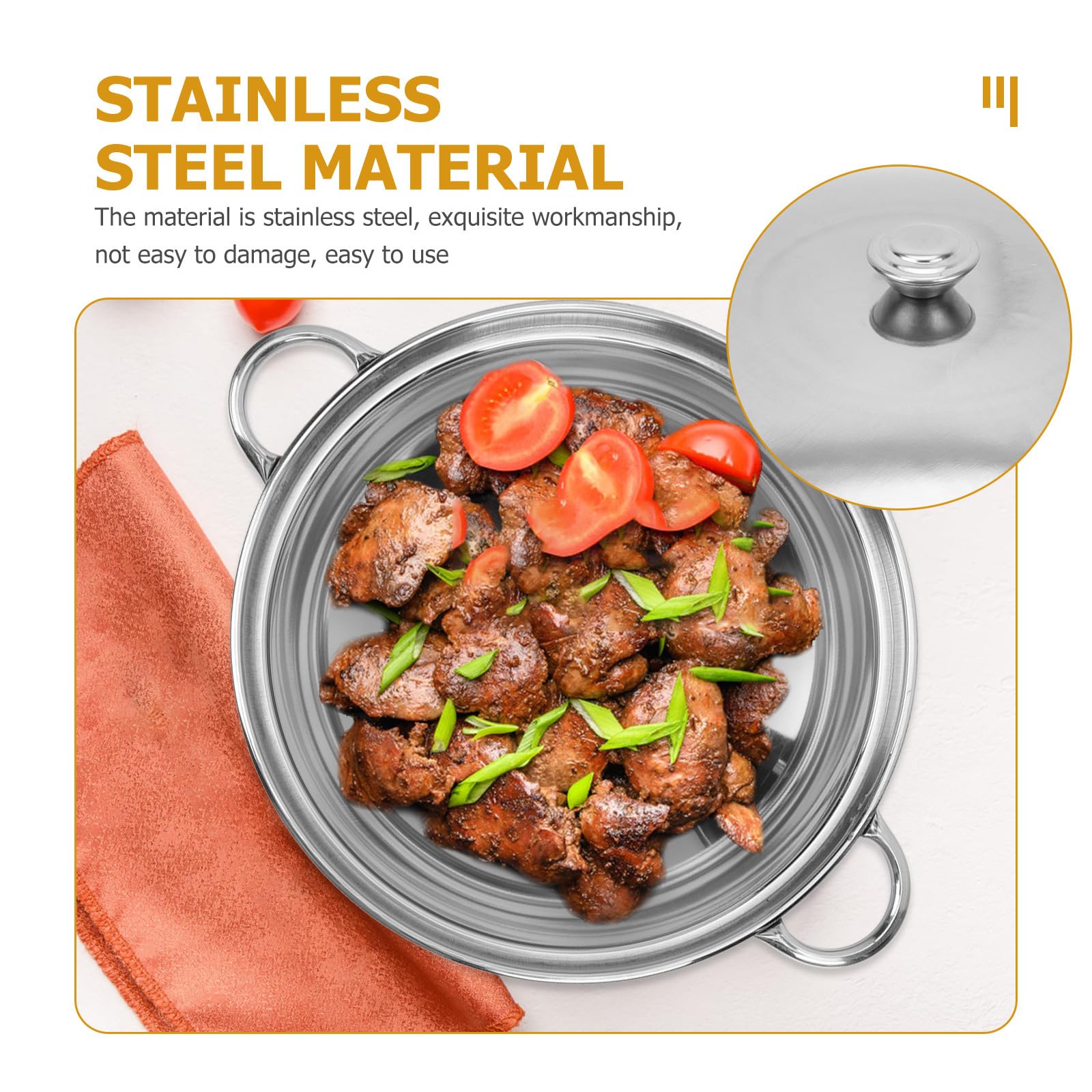Zerodeko Stainless Steel Wok Stir Fry Pan with Glass Lid - Nonstick Everyday Cooking Pan for Home Kitchen & Camping | Perfect for Stir-Frying, Sautéing, Deep Frying & Outdoor Cooking