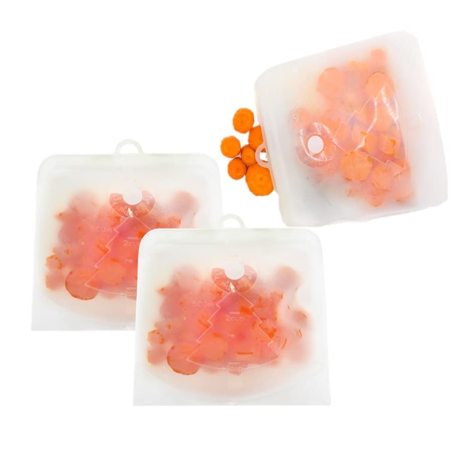 Ecoberi Reusable Food Storage Bags - BPA Free Silicone Zip Closure Bags (Set of 3, 32oz) | Microwave, Freezer & Dishwasher Safe | Perfect for Lunch Box, Kids Snacks & Travel | Clear Eco-Friendly Food Containers for Meal Prep & On-the-Go Convenience