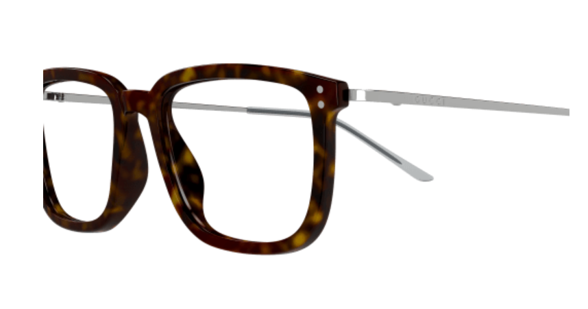 Gucci GG1709O 006 Havana/Silver Rectangle Men's Eyeglasses - Premium Designer Sunglasses for Men, UV Protection & Stylish Frame - Perfect for Driving, Outdoor Activities & Fashion Accessories