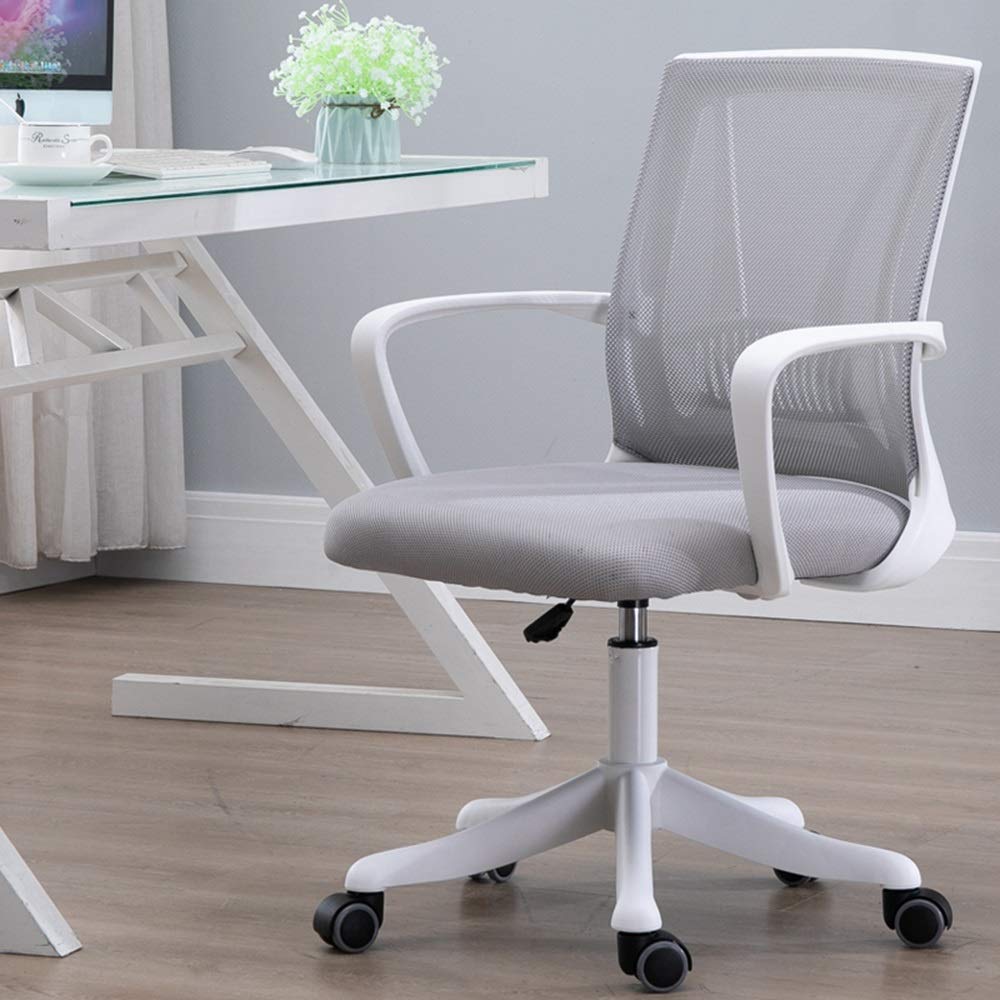 Ergonomic Swivel Office Chair with Lumbar Support - 360° Rotation & Adjustable Height - Comfortable Computer Desk Chair for Home, Dorm, or Office - Max Load 440lbs (Gray) - Perfect for Long Work Hours, Gaming, and Studying