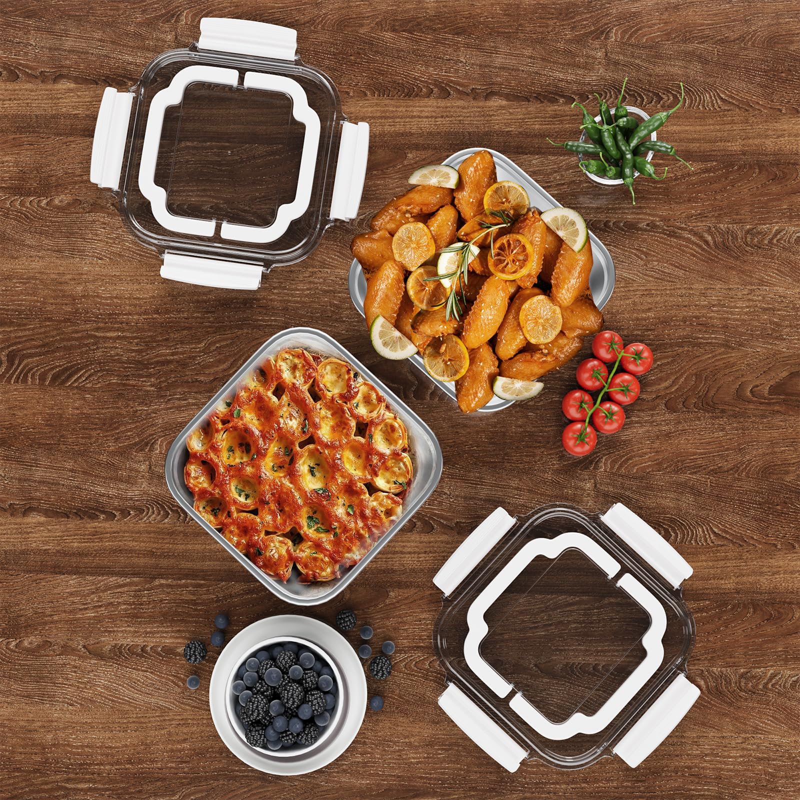 Airtight Food Storage Containers Set with Lids - 1.5qt & 2.2qt BPA-Free Leakproof Kitchen Containers for Meal Prep, Pantry Organization & Freezer/Dishwasher/Oven Safe - Perfect for Leftovers, Bulk Food Storage & Home Organization