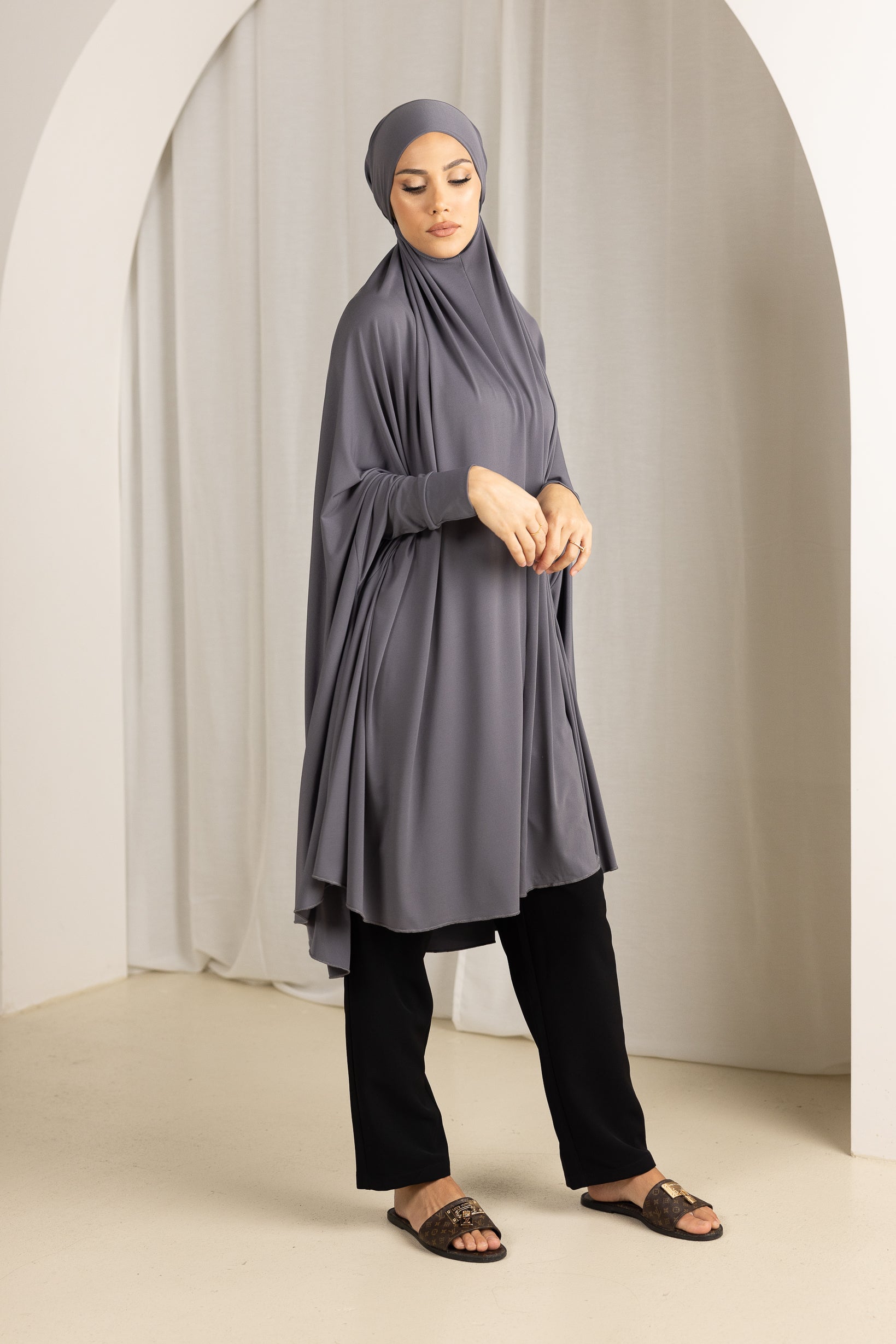 Tie Back Jilbab Sleeves in Shades of Grey - Modest Muslim Fashion for Women - Perfect for Prayer, Work & Everyday Wear