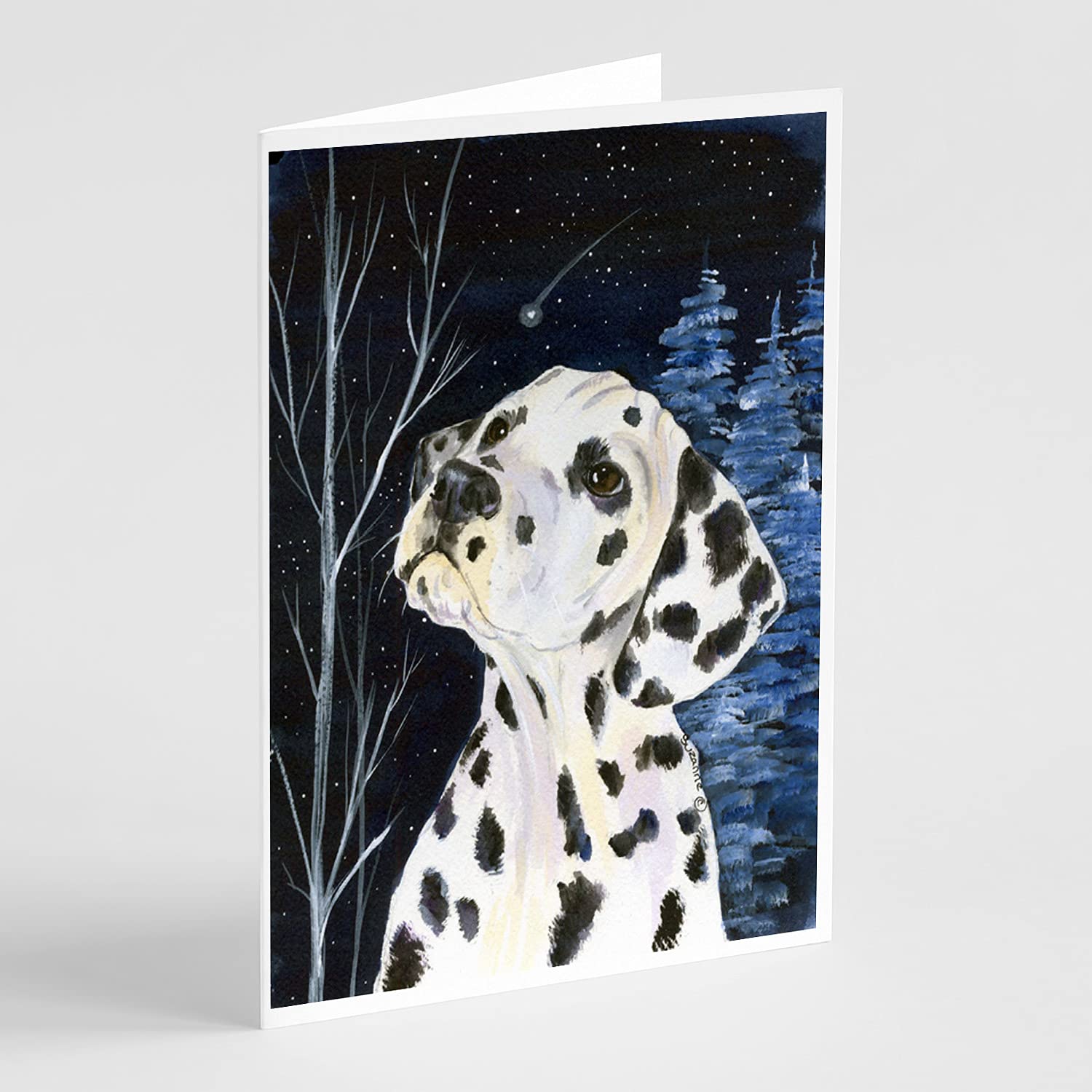 Starry Night Dalmatian Greeting Cards - Pack of 8 Blank A7 Note Cards (5x7 Inches) with Envelopes | Whimsical Animal Design for Birthday, Thank You & Holiday Cards | Perfect for Pet Lovers & Stationery Enthusiasts