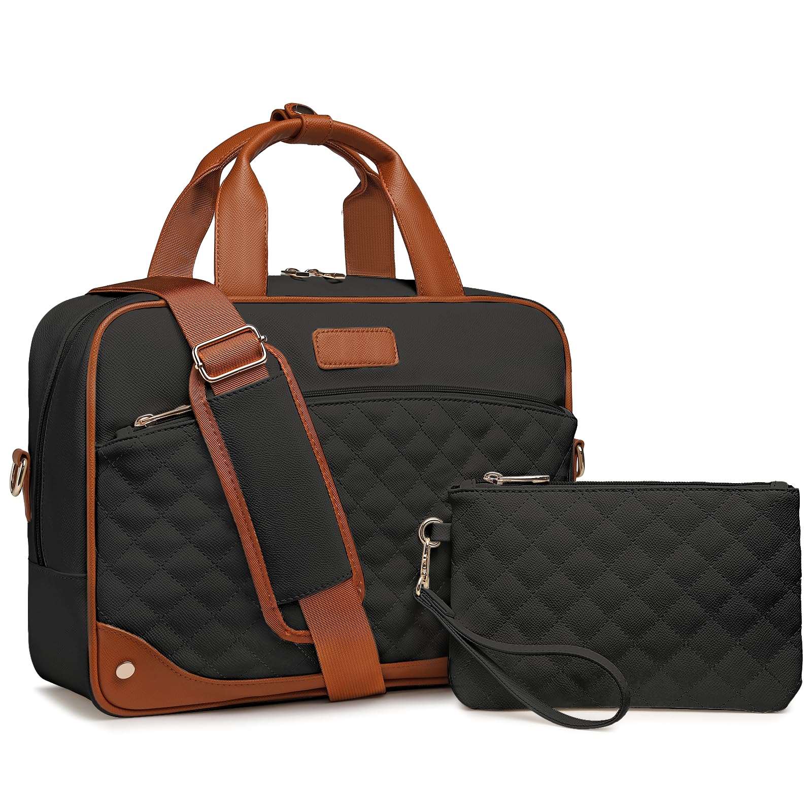 Stylish Waterproof Leather Laptop Briefcase for Women - 15.6 Inch Professional Work Bag with Detachable Clutch Purse - Perfect for Business Travel, Office Commute & Daily Work Essentials