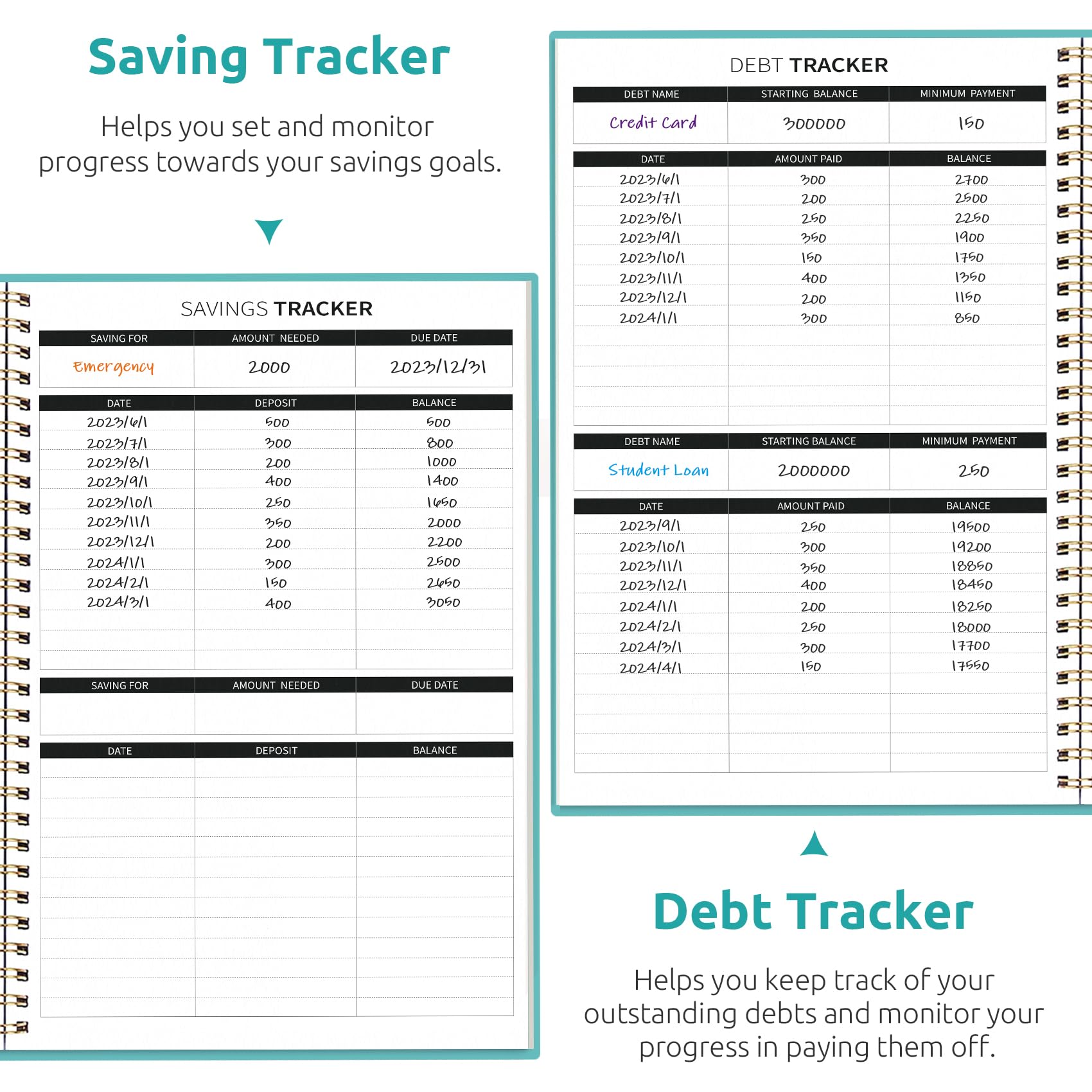 2024-2025 Monthly Budget Planner & Expense Tracker Notebook - Undated Financial Organizer for Money Management, Bill Tracking & Savings Goals | Personal Finance Journal for Home, Office & Travel (Blue)