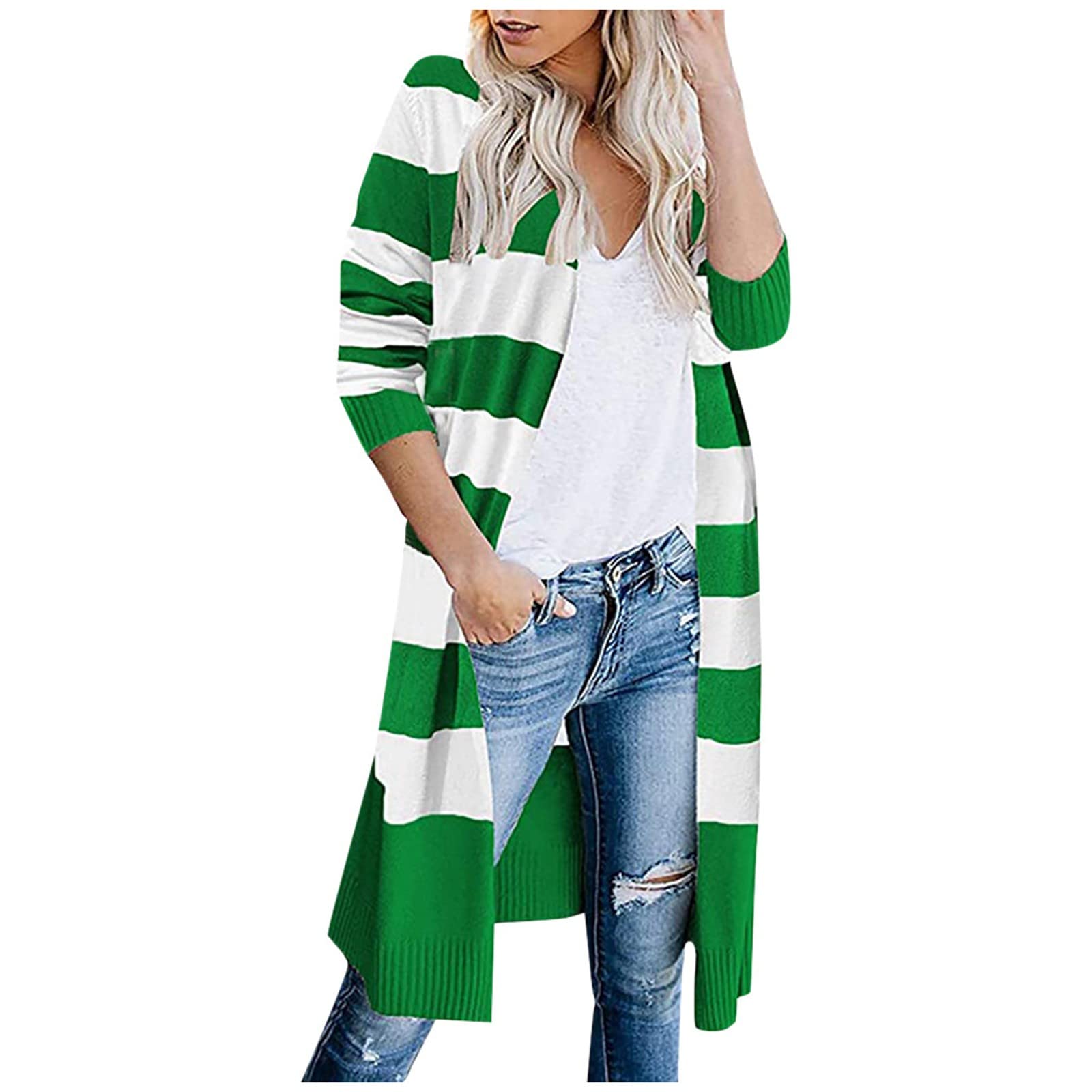 Women's Casual Long Sleeve Open Front Cardigan Sweater with Pockets - Solid Color Knitwear for Fall & Winter | Perfect for Office, Lounge & Outdoor Wear