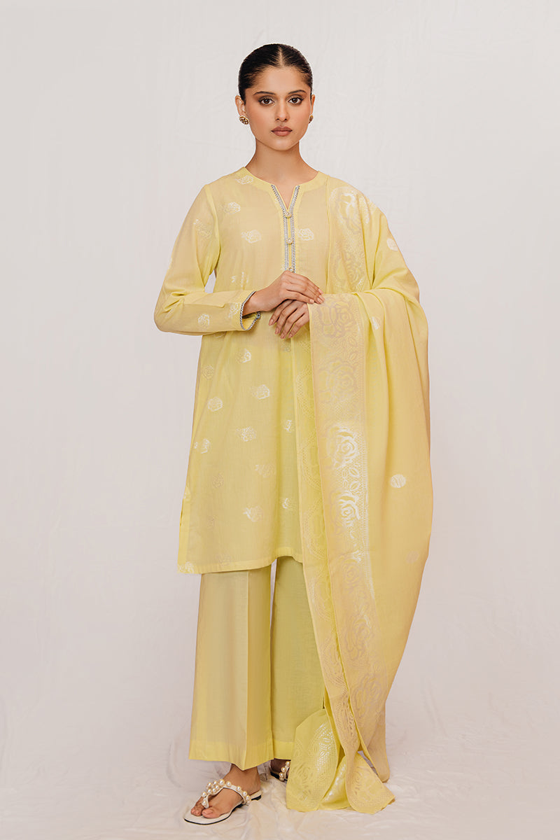 LIME GLADE 3-Piece Jacquard Suit Set for Women - Elegant Floral Embroidery Formal Outfit for Weddings, Parties & Special Occasions