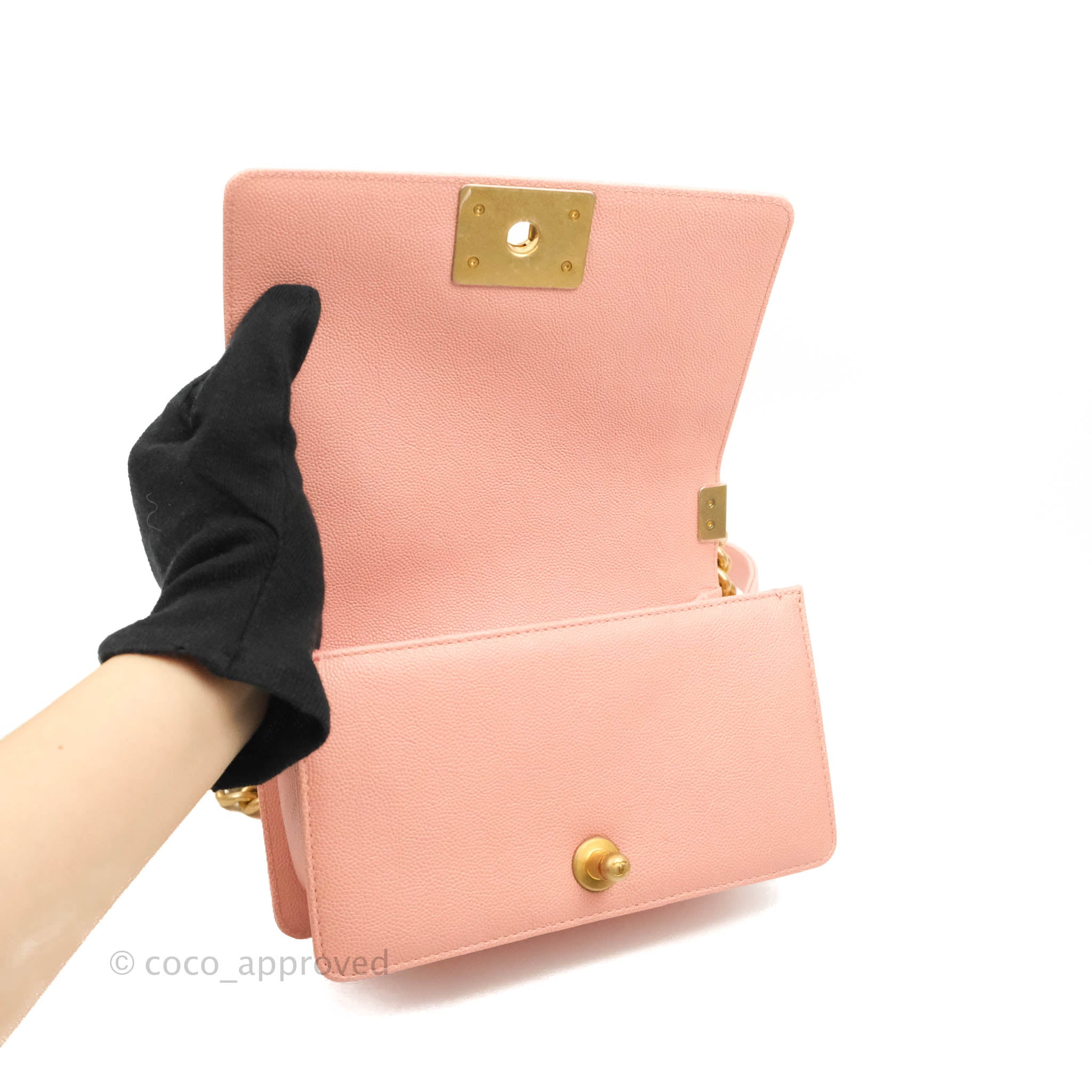 Chanel Boy Small Pink Caviar Gold Hardware Handbag - Luxury Designer Crossbody Bag for Women | Perfect for Date Night, Parties & Special Occasions