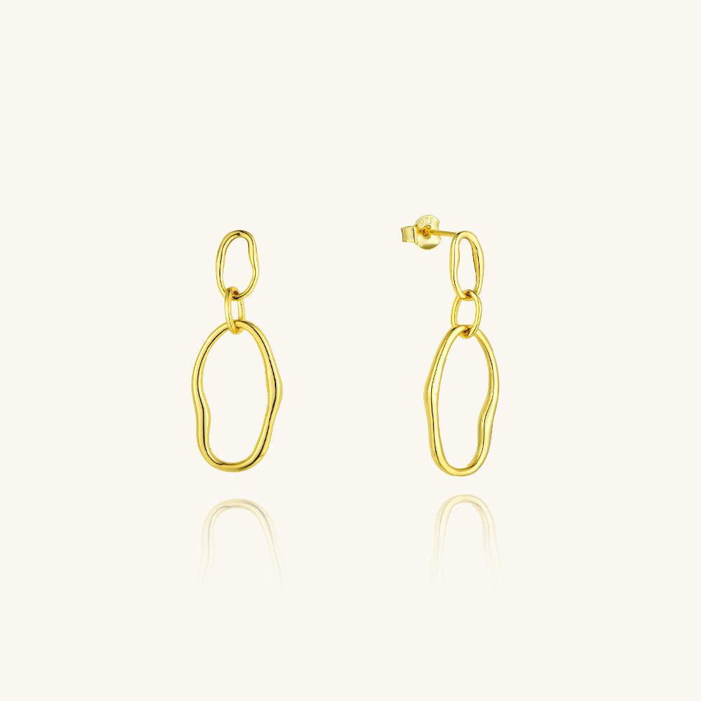 Golden Hoop Drop Earrings for Women - 14K Gold Plated Dangle Earrings | Elegant Party, Wedding & Everyday Jewelry Gift