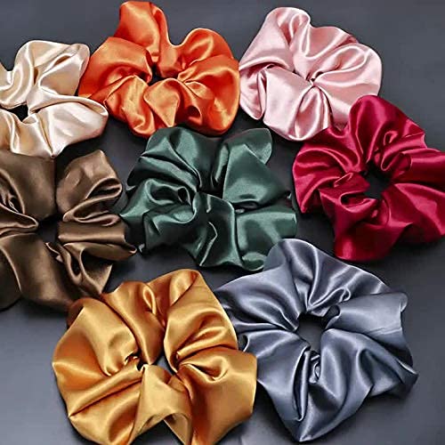 CUVLY 12 Pack Hair Scrunchies - Soft Cotton & Silky Hair Bands for Women & Girls | Velvet Hair Ties in MultiColors | Perfect for School, Workout, and Everyday Styling