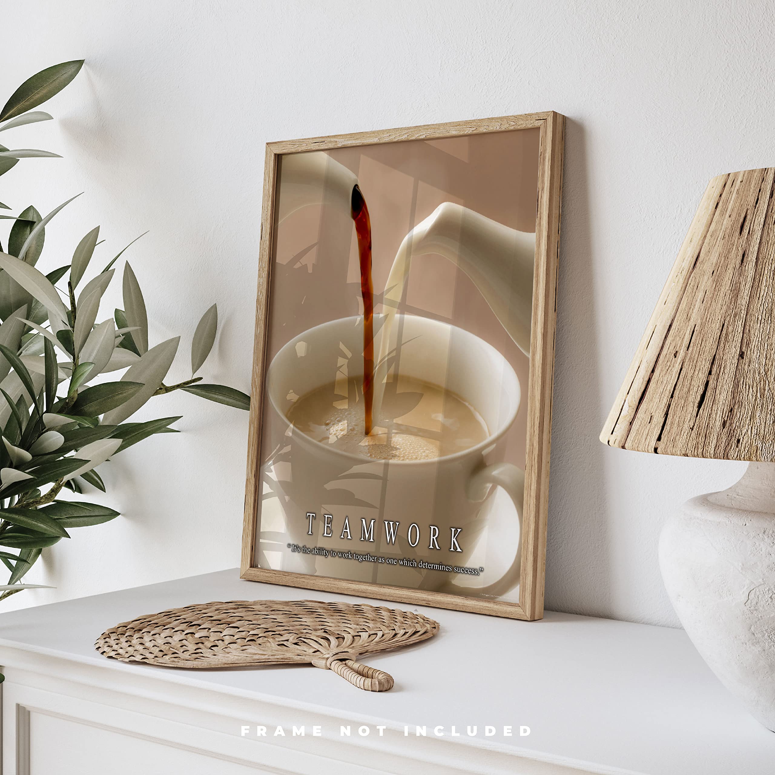 11x14 Coffee Motivational Poster Art Print - Grinder, Beans & Espresso Pot Wall Decor for Home, Office & Café - Perfect Coffee Lover Gift & Kitchen Decor