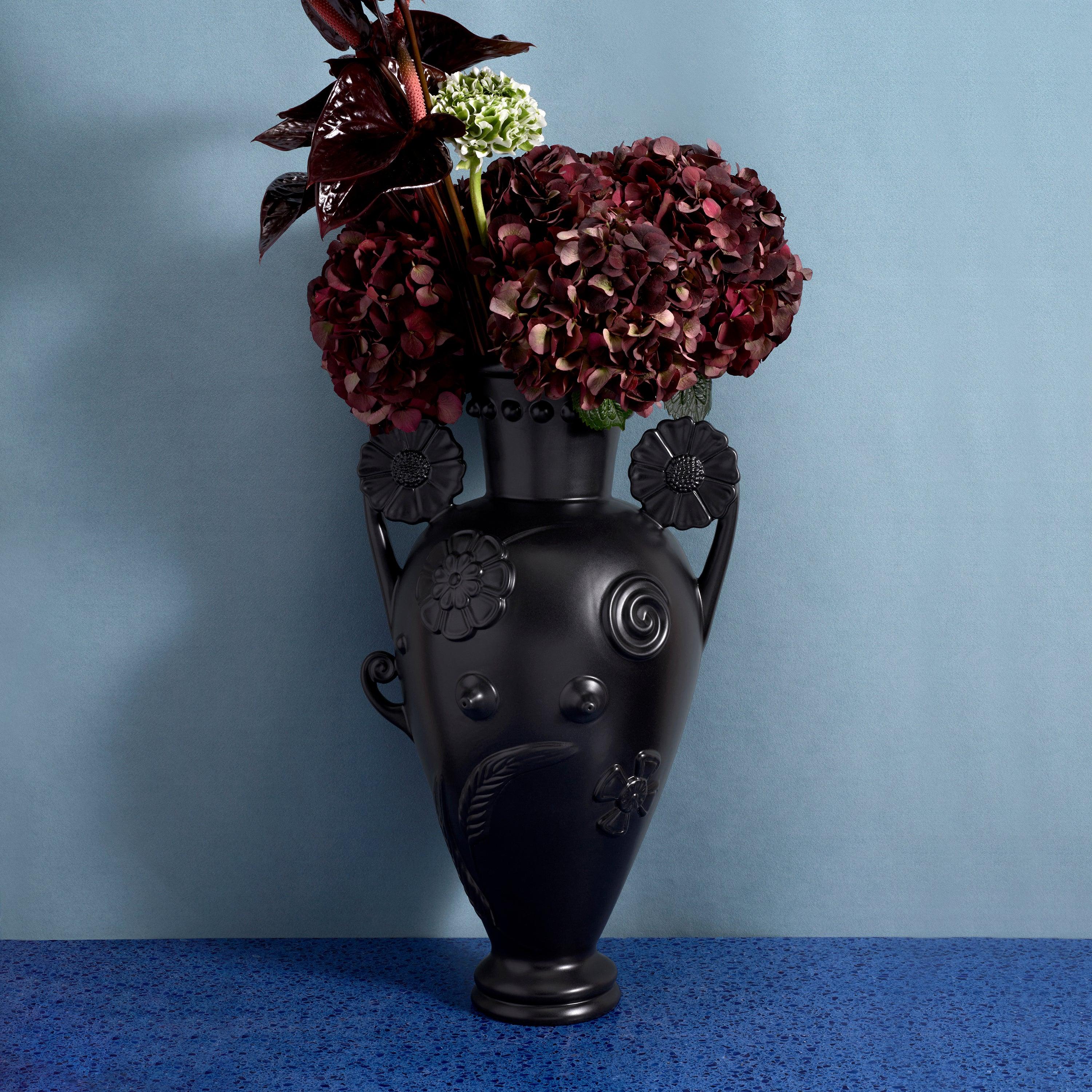 Pantheon Persephone Vase - Elegant Black Ceramic Vase for Home Decor, Wedding Centerpieces & Luxury Gifts