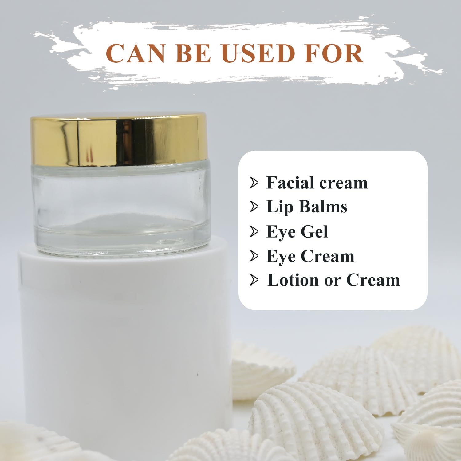 30ml Clear Round Empty Glass Cosmetic Jars with Gold Cap & White Inner Lids - Perfect for Creams, Balms, Face Scrubs & Body Lotions | Happy Packaging (Pack of 3) - Ideal for DIY Skincare, Travel Containers & Gift Packaging