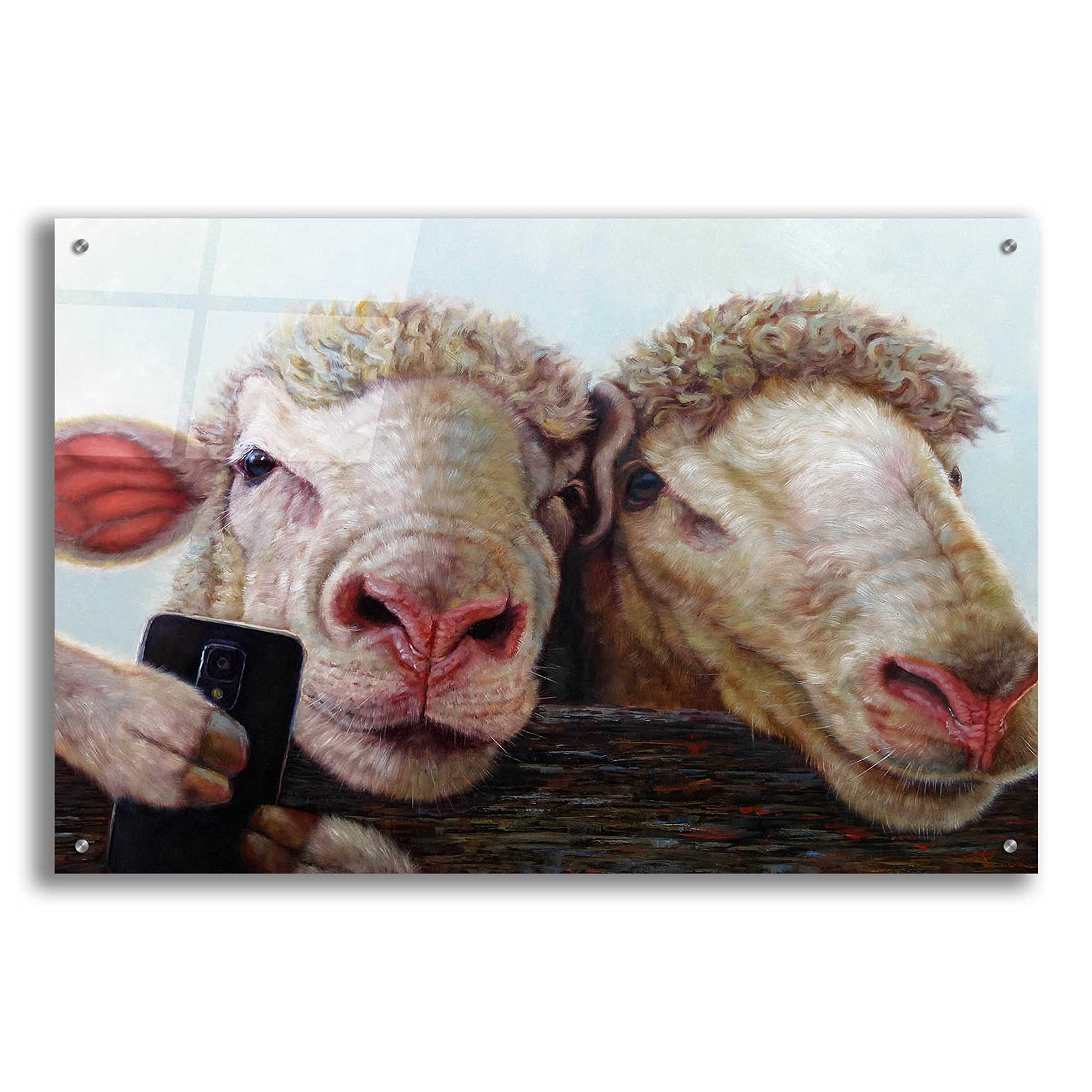 Lucia Heffernan 'Selfie' Acrylic Glass Wall Art - 36x24 Inches Modern Canvas Painting for Living Room, Bedroom & Office Decor