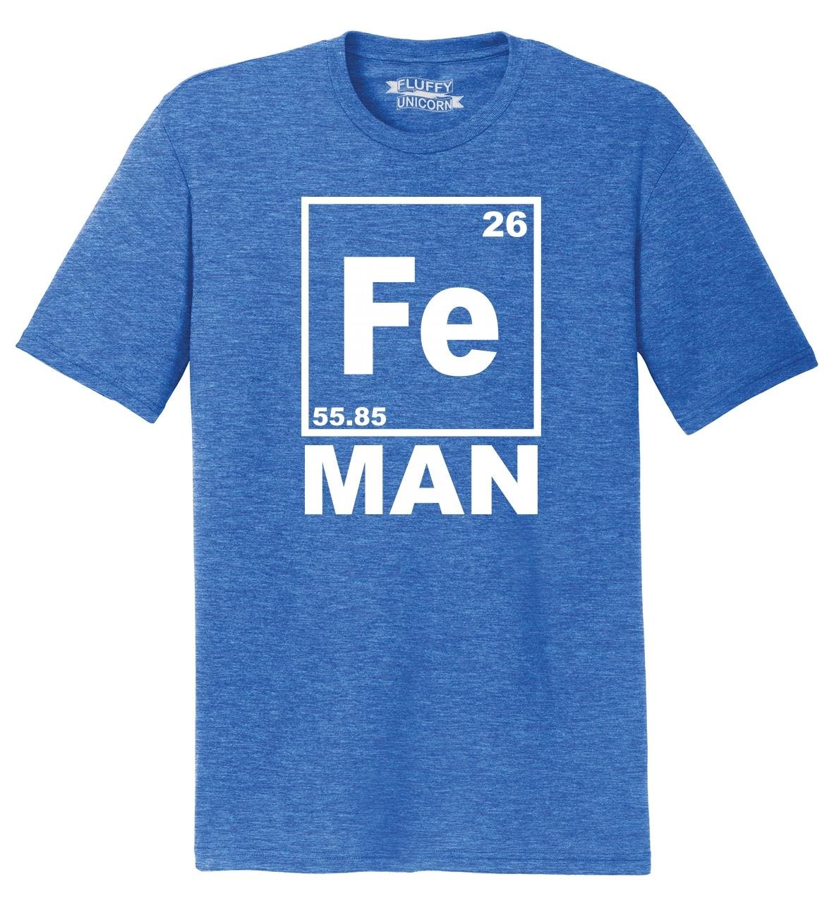 Funny Iron Man Chemistry Periodic Table T-Shirt for Men - Tri-Blend Comical Tee - Perfect for Marvel Fans, Science Geeks & Casual Wear