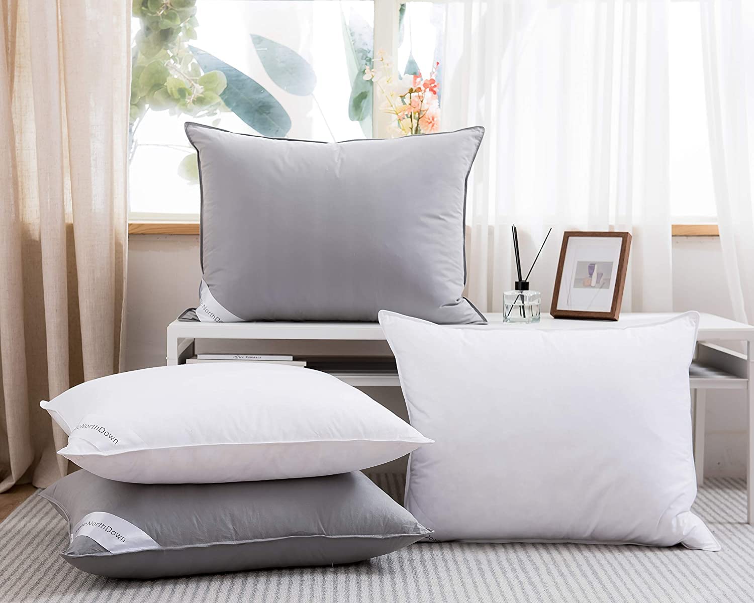 Premium Goose Down Feather Pillows - 100% Cotton Hotel Collection Bed Pillow for Side, Back & Stomach Sleepers - Standard Size White (1 Pack) - Perfect for Luxury Hotels, Guest Rooms & Home Bedrooms