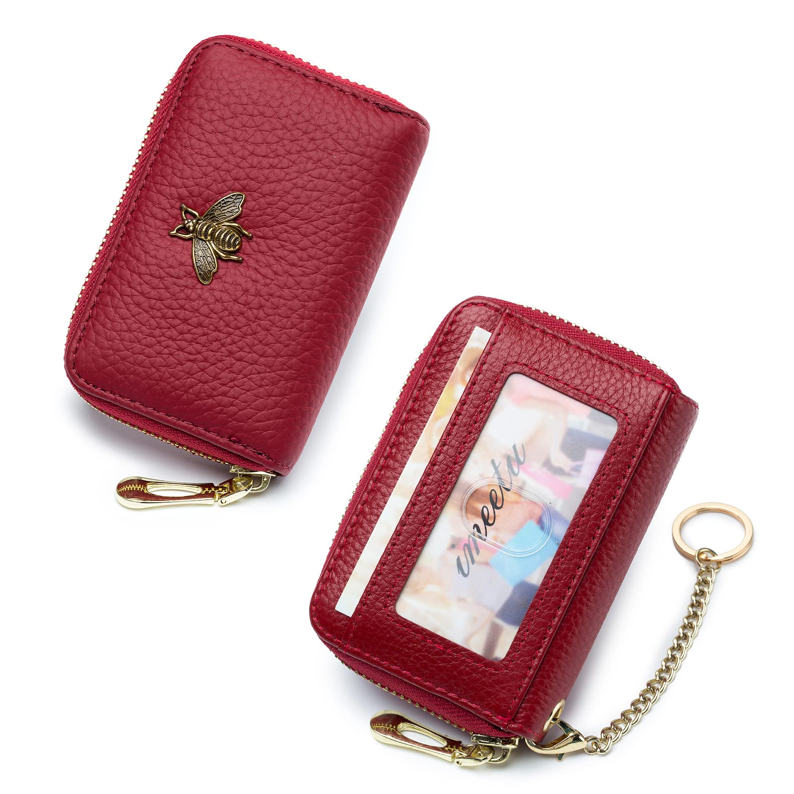 imeetu RFID Blocking Credit Card Holder (2-Pack) - Slim Wallet with Removable Keychain & ID Window - Perfect for Travel, Business & Everyday Use