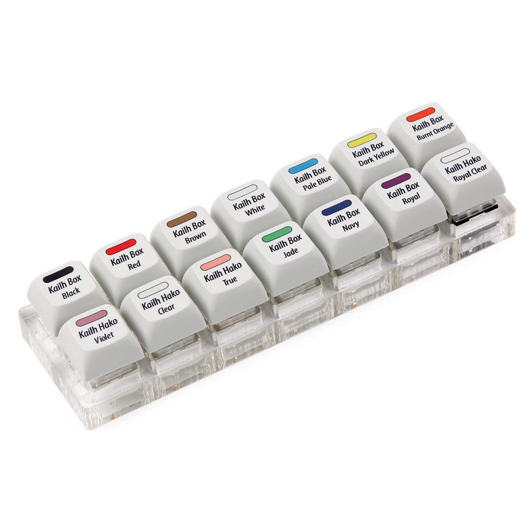 Max Keyboard Kailh Box Key Switch 14-Key Tester with Printed PBT Keycaps | Mechanical Keyboard Switch Sampler for Gaming & Typing | Includes Color-Coded Kailh Box Switches