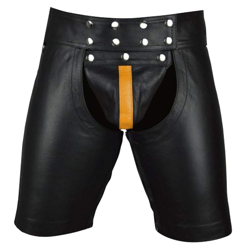 Genuine Cowhide Leather Shorts for Men - Durable & Stylish Gay Chaps - Perfect for Motorcycle Rides, Biker Events & Nightlife