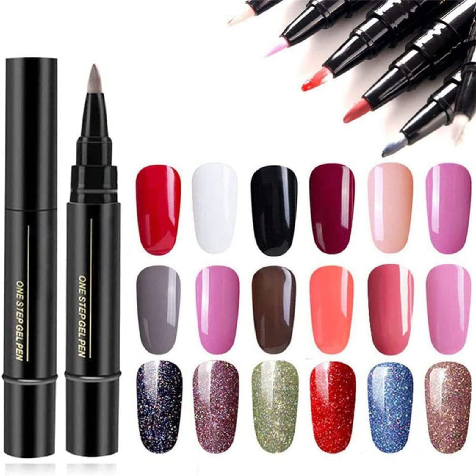 3 in 1 Step Nail Gel Painting Varnish Pen - No Base/Top Coat Needed, DIY Nail Art Design Kit for Women & Girls (18 Colors) | Perfect for Home Manicures, Salon Nails, Party Looks & Gift Giving