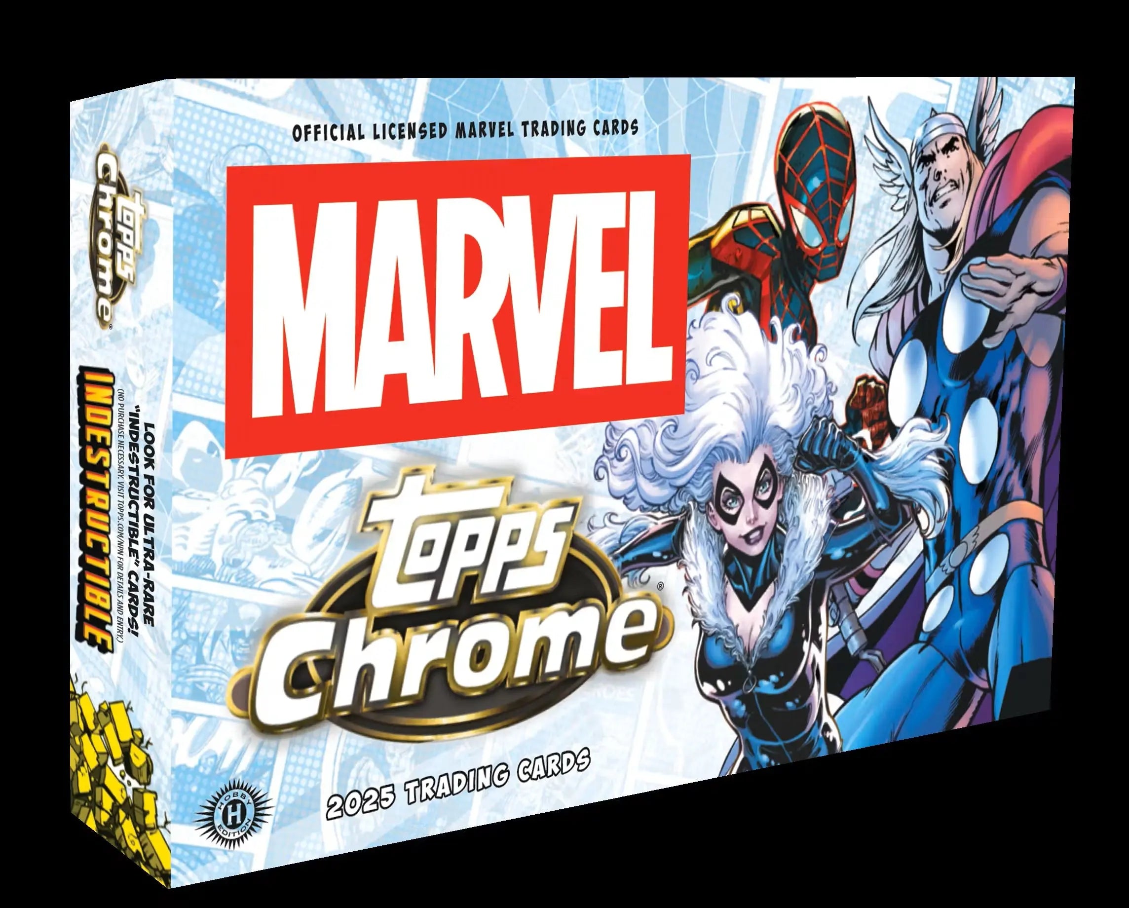 2025 Topps Chrome Marvel Trading Cards Hobby Box - Collectible Superhero Cards for Sports & Entertainment Fans, Perfect for Collectors, Gifts, and Investment
