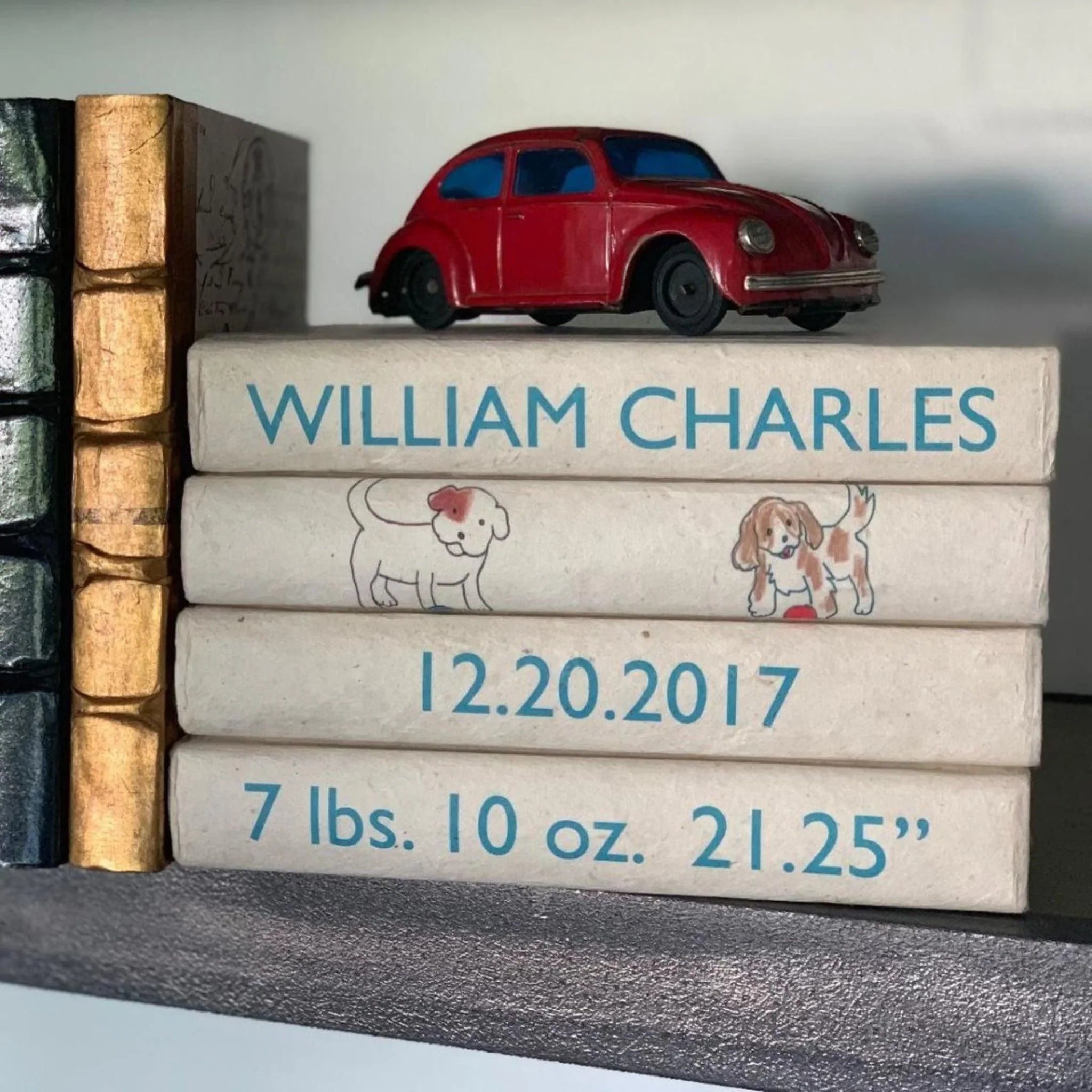Baby Boy Birth Announcement Book Set - Newborn Keepsake Photo Album & Memory Journal for First Year Milestones - Perfect for Baby Showers, Christenings & Nursery Decor