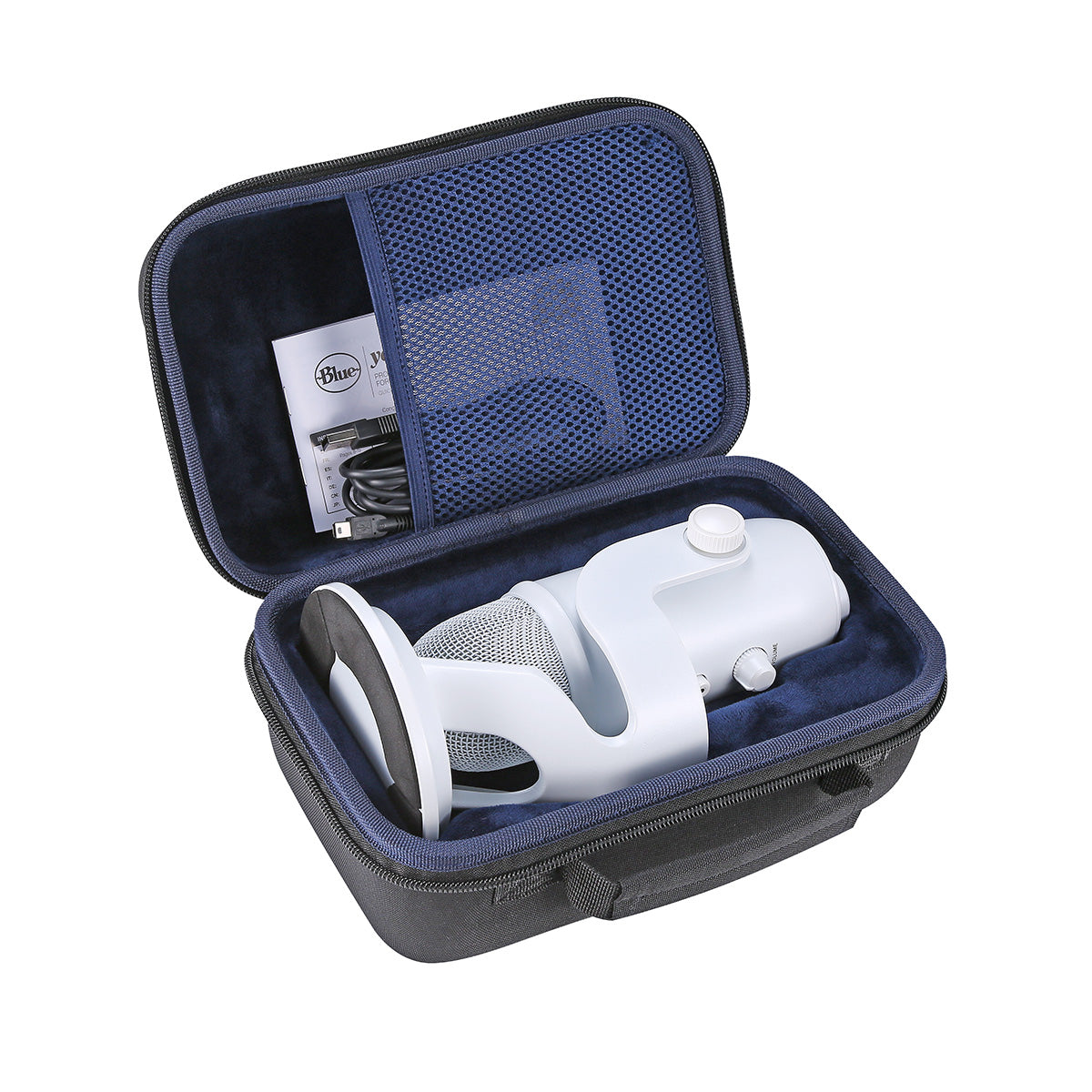 Blue YETI BOX Storage Case - Premium Protective Carrying Pouch for YETI Microphones - Perfect for Travel, Studio, Podcast & Voice Recording Accessories
