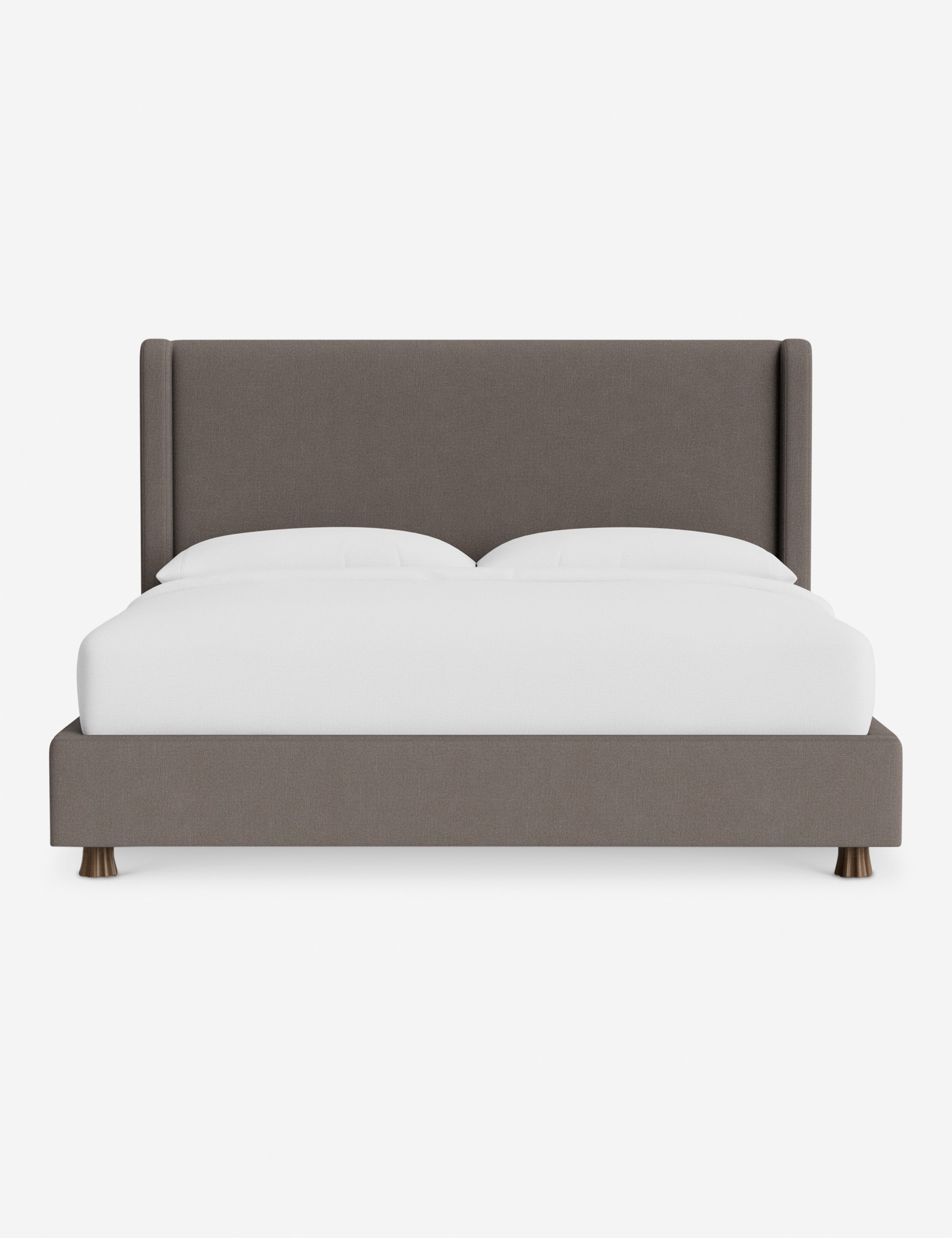 Domme Platform Bed by DISC Interiors - Modern Minimalist Wooden Bed Frame with Upholstered Headboard | Perfect for Contemporary Bedroom, Guest Room or Studio Apartment