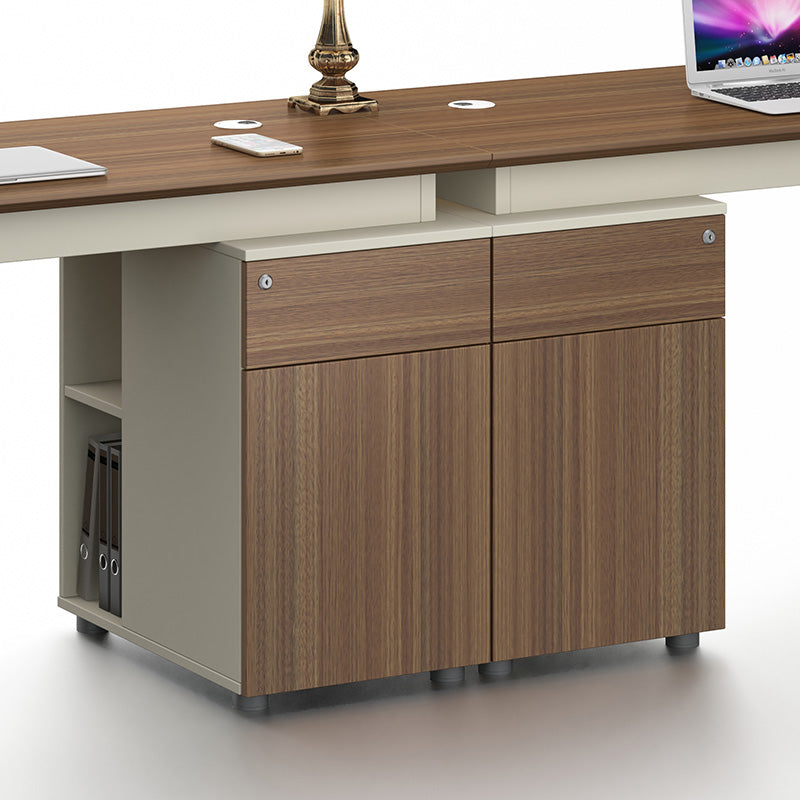 Anderson 2-Person Workstation Desk 2.4M (94.5 Inches) - Hazelnut & Beige Home Office Furniture for Small Spaces | Perfect for Remote Work, Study & Shared Workspaces