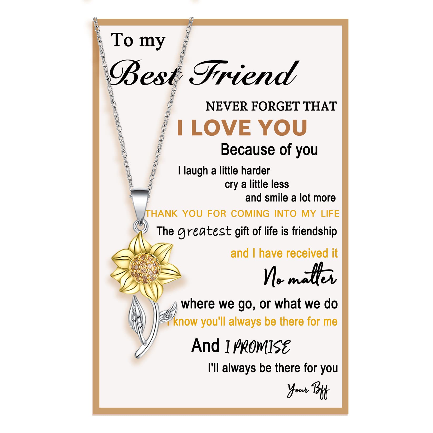 Tarsus Inspirational Sunflower Necklace for Women & Girls - Best Friend & Sister Gift, Perfect for Birthdays, Anniversaries & Special Occasions