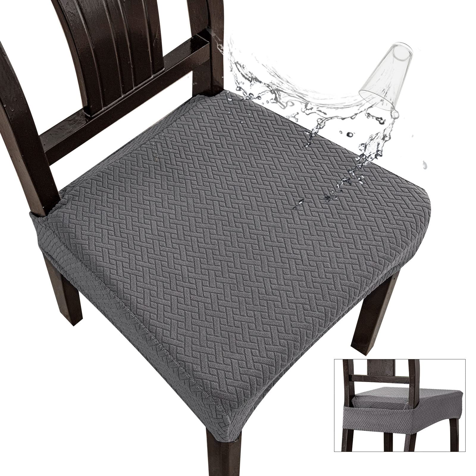 Waterproof Dining Chair Covers (4-Pack, Grey) - Spill Protection for Home & Restaurant