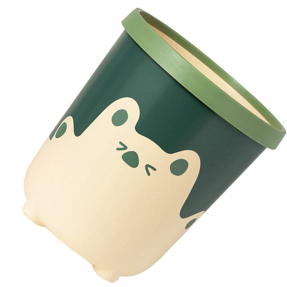 Hemoton 1pc Cartoon Trash Can with Lid - Small Plastic Garbage Bin for Kitchen, Bathroom, Office - Durable PP Material, Mini Waste Container for Home & Workspaces