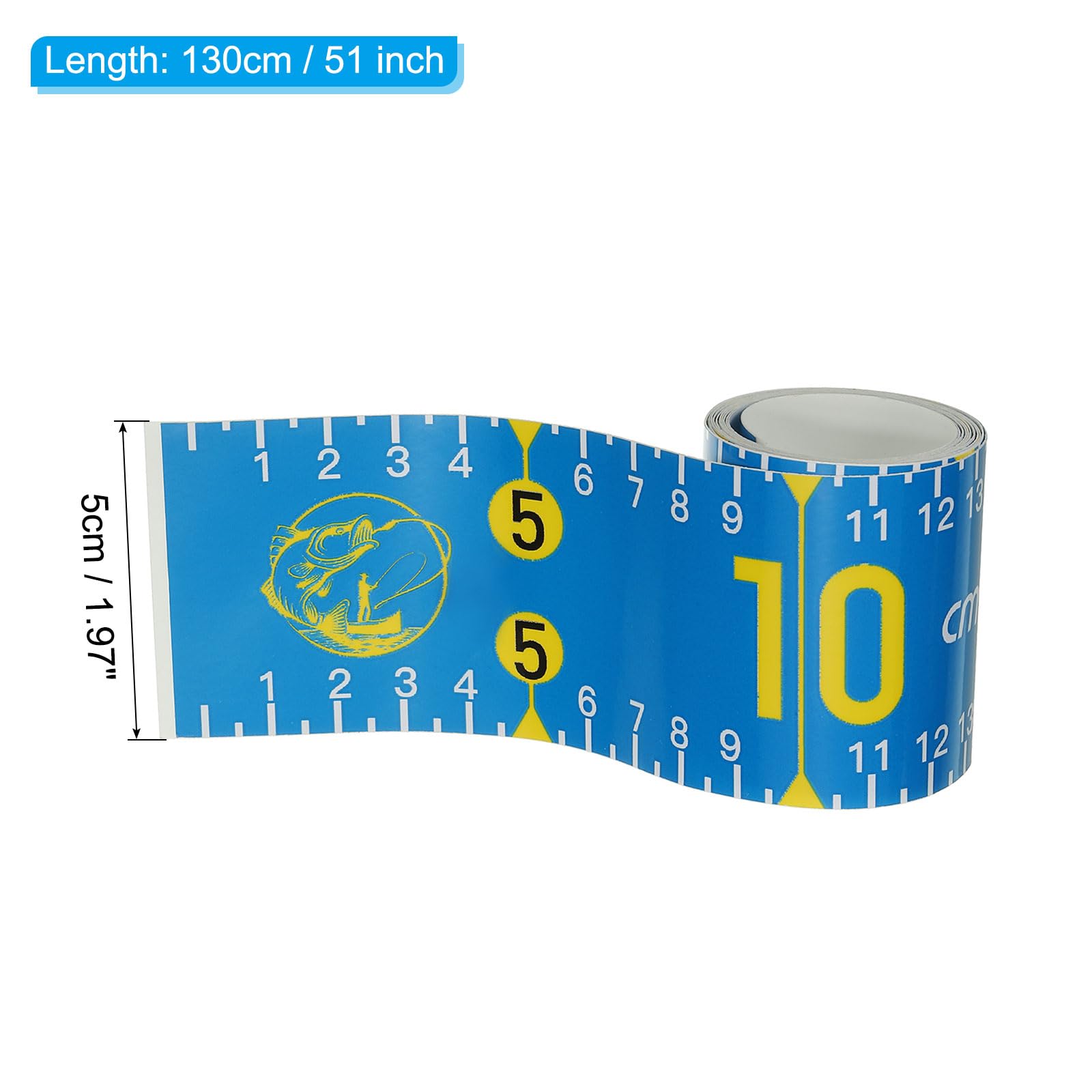PATIKIL 51-Inch Fish Measuring Tape - Waterproof Adhesive Sticker for Fishing Boats, Kayaks & Workbenches - Perfect for Measuring Catch Size on Lakes & Rivers
