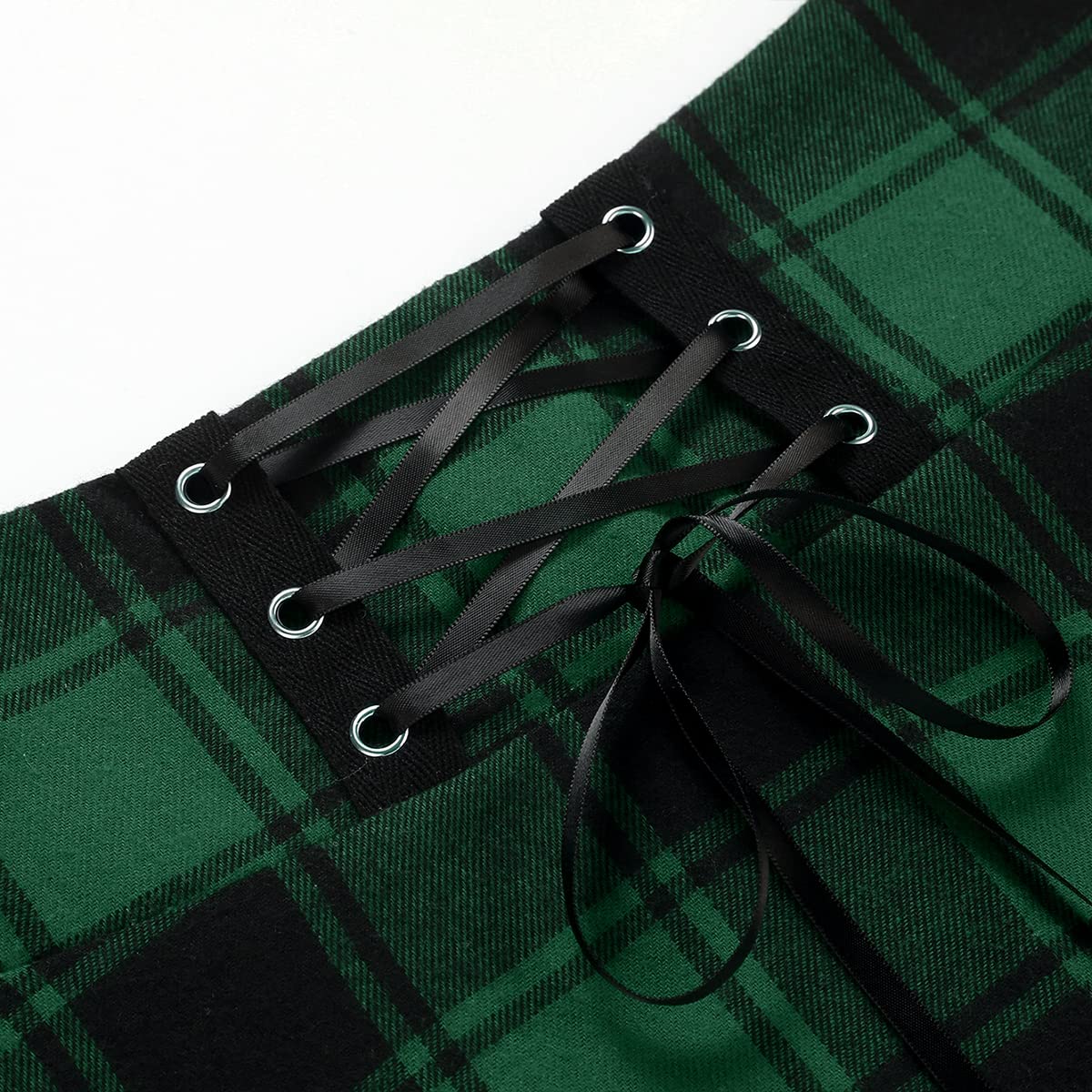 IDEALSANXUN Women's High Waisted Plaid Mini Skirt - A-Line Asymmetrical Lace-Up Gothic Short Skirt | Perfect for Halloween, Cosplay, and Alternative Fashion Outfits