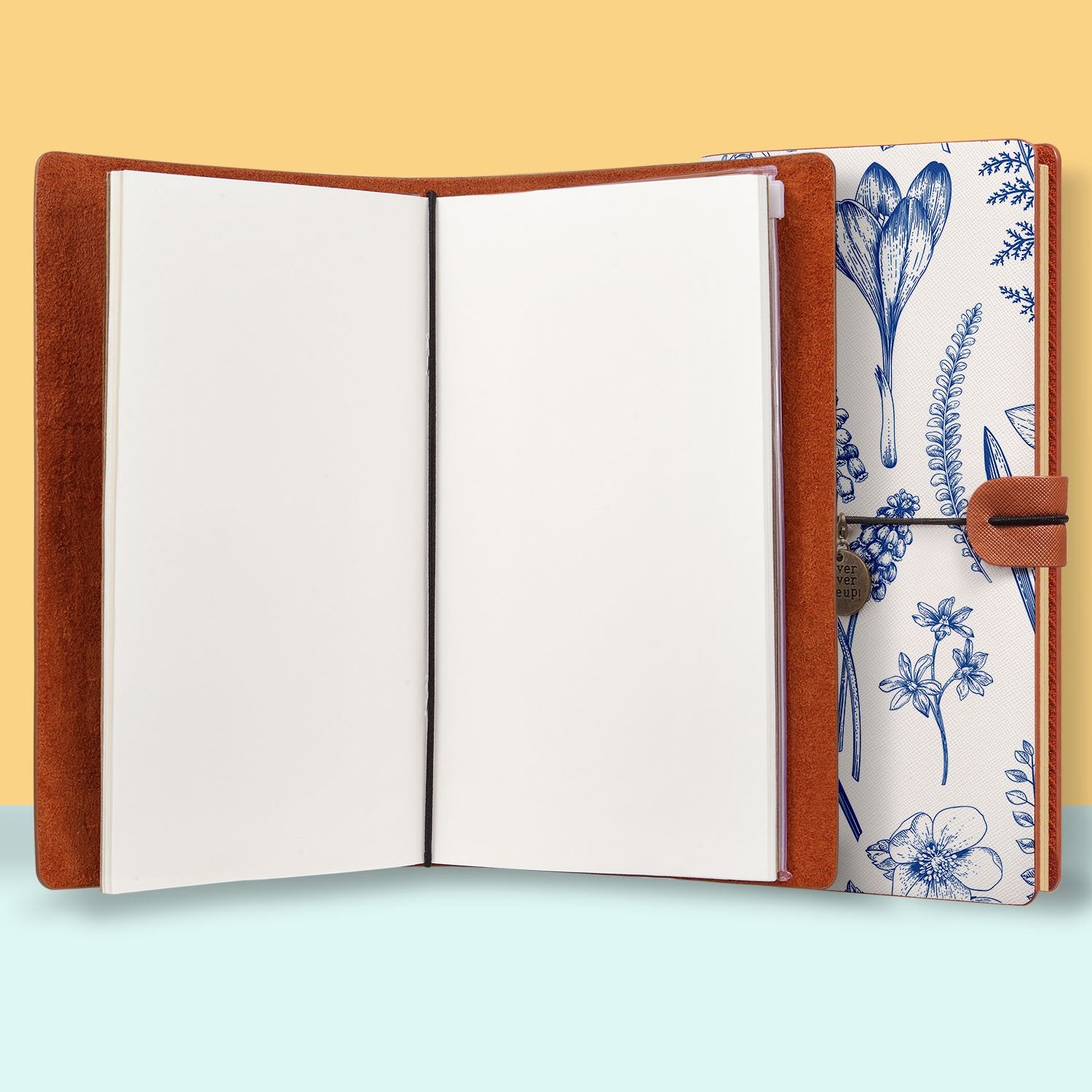 Premium Traveler's Notebook with Floral Design - Refillable Leather Journal for Writing, Sketching & Planning | Perfect Gift for Writers, Artists & Travel Enthusiasts | Use for Bullet Journaling, Travel Diary & Creative Projects