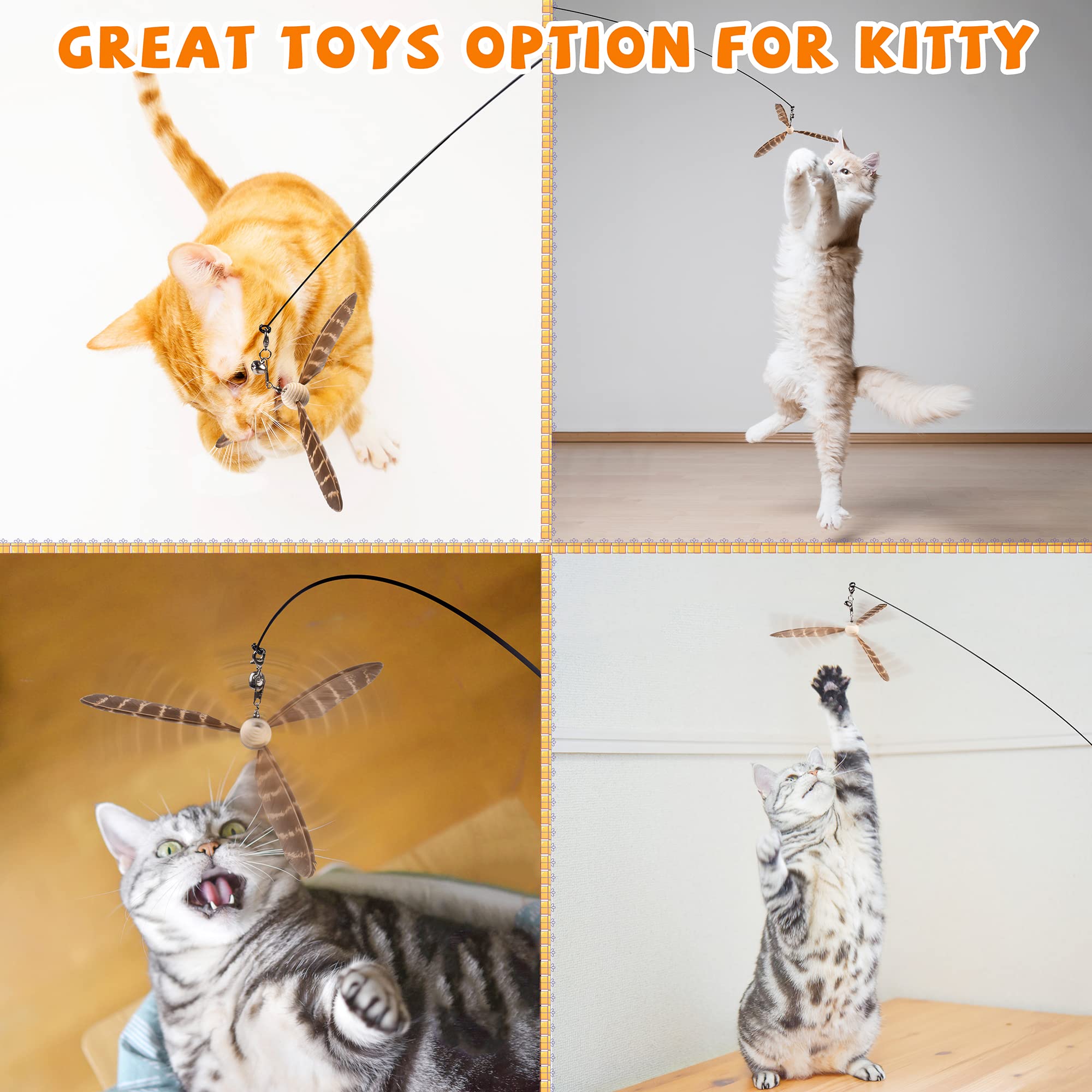 JXFUKAL Interactive Cat Wand Toy with 3 Feather Refills - 29