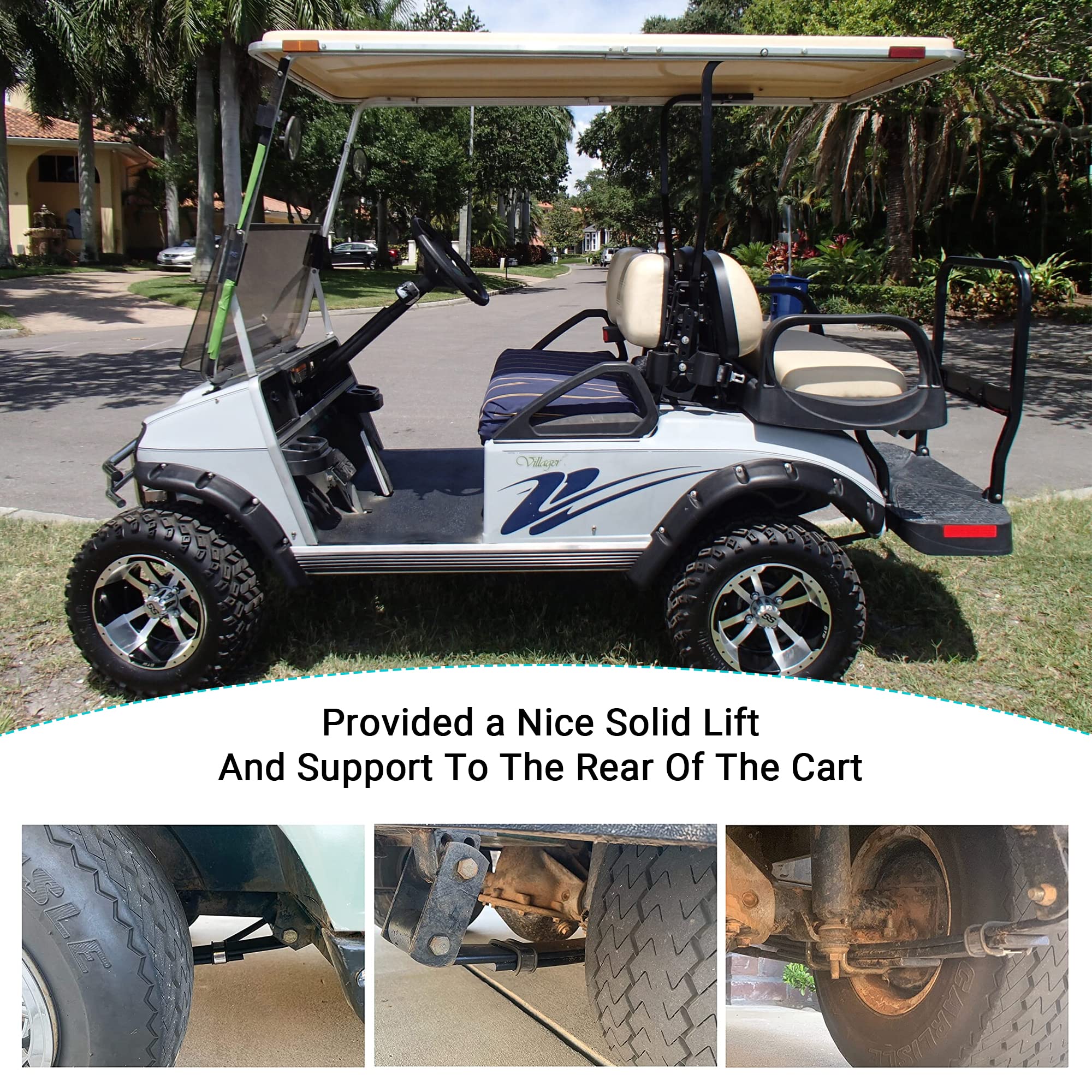 Heavy Duty 4-Leaf Rear Springs for Club Car DS Golf Cart (1982-Up Gas & Electric Models) - Replacement Leaf Spring Kit with Bushings, Sleeves & U-Bolt 1014675 - Perfect for Golf Course Maintenance & Off-Road Utility Vehicles