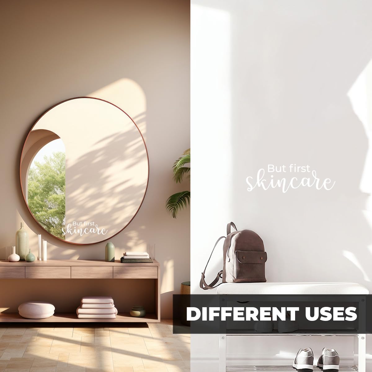Vinyl Wall Art Decal - 'But First Skincare' Quote Sticker - 8