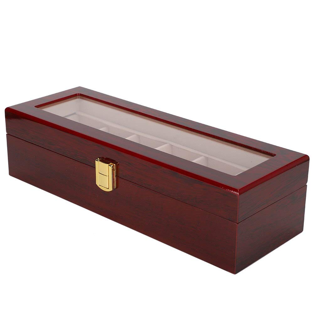 Premium 6-Slot Watch Box for Men & Women - Luxury Wooden Watch Display Case with Soft Lining for Office, Home & Jewelry Storage - Perfect Gift for Watch Collectors & Enthusiasts