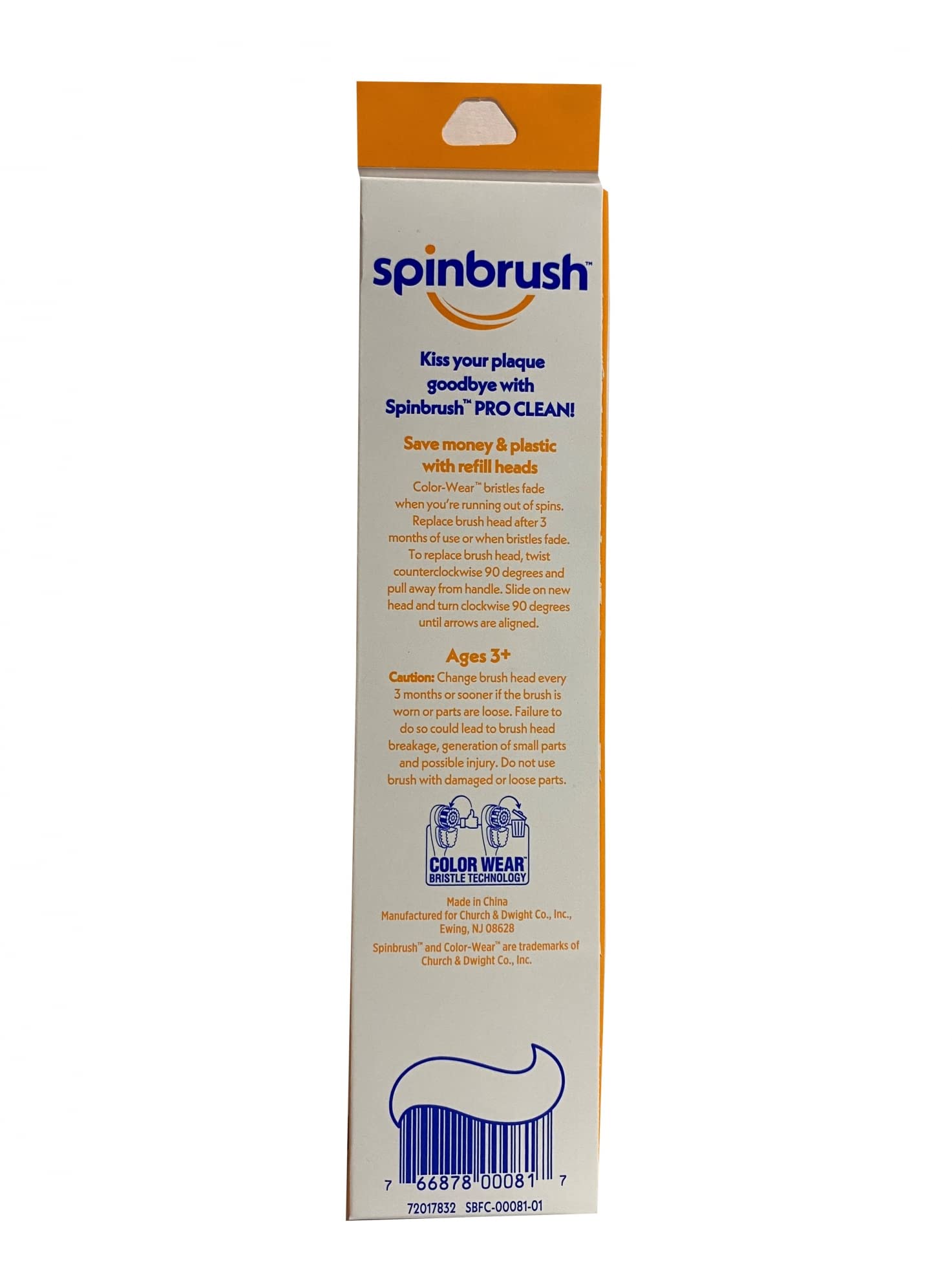 ARM & HAMMER Spinbrush Pro-Clean Replacement Brush Heads for Electric Toothbrush - Medium Bristles, 2-Pack (8 Brush Heads Total) - Perfect for Daily Oral Care & Travel Essentials
