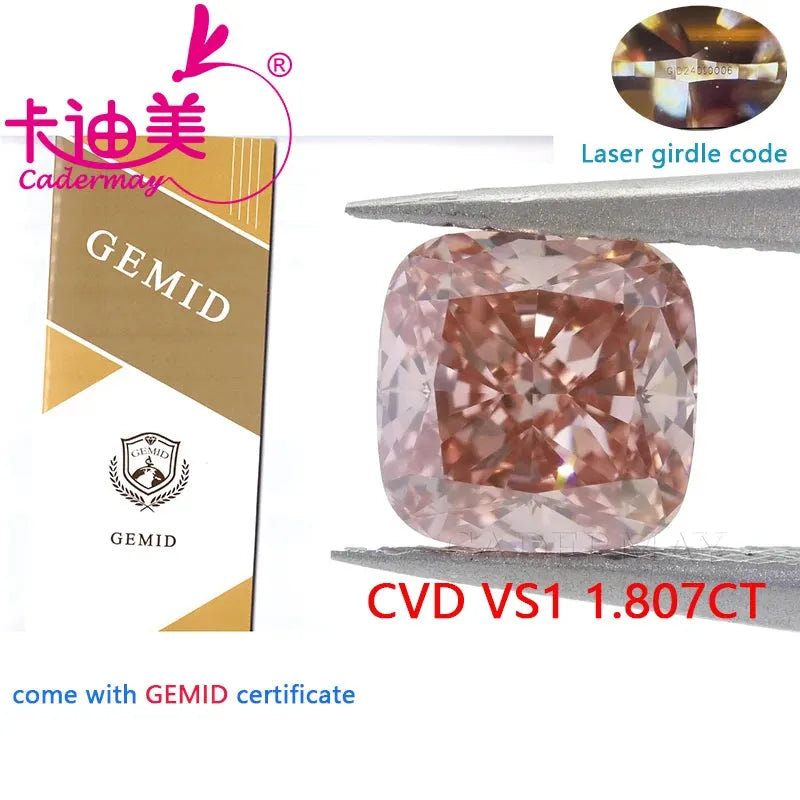 CaderMAY Cushion-Cut EX CVD Lab-Grown Diamond - Intense Pink Color, VS2 Clarity - Loose Gemstone for Jewelry Making | Engagement Rings, Earrings & Custom Designs