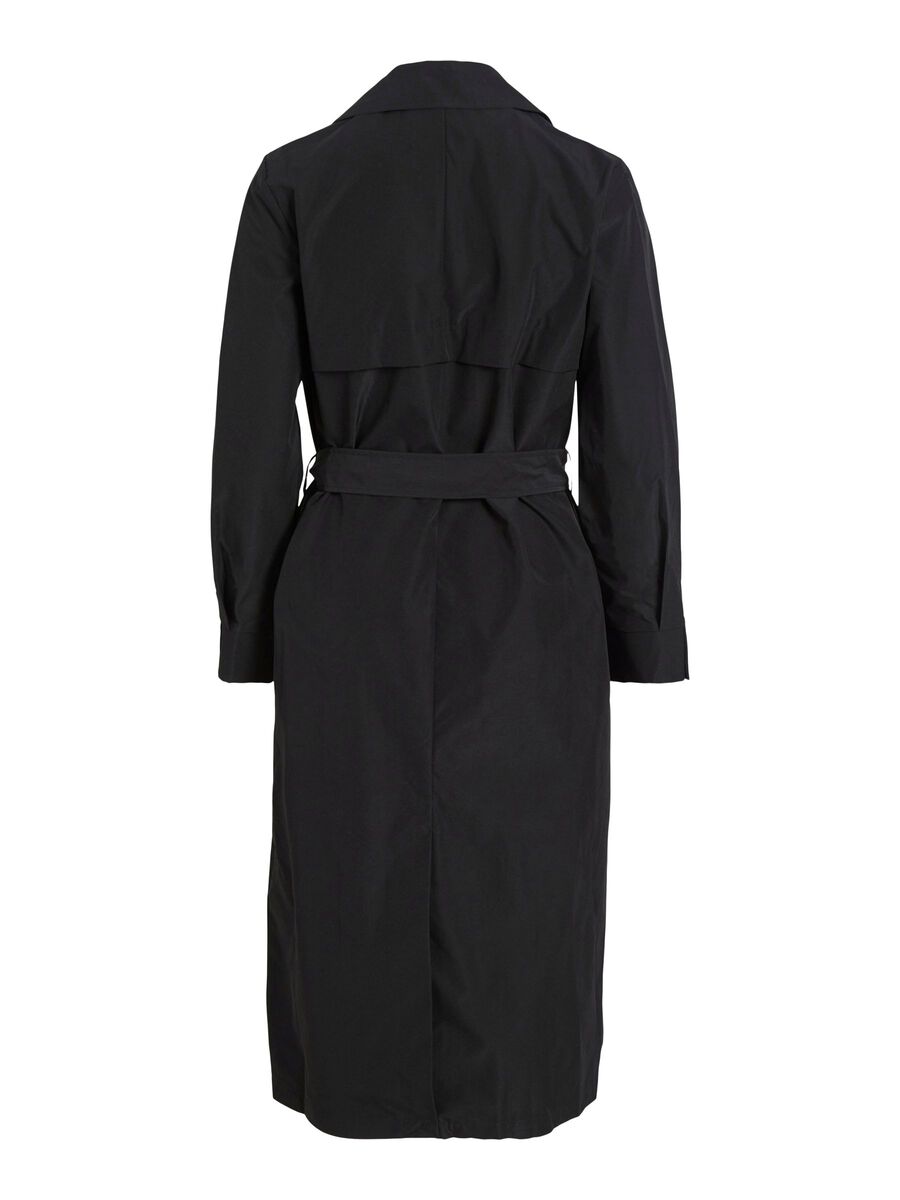 Ersin Long Trench Coat for Women - Classic Black Waterproof Windbreaker Jacket | Stylish Outerwear for Work, Travel & Fall Fashion