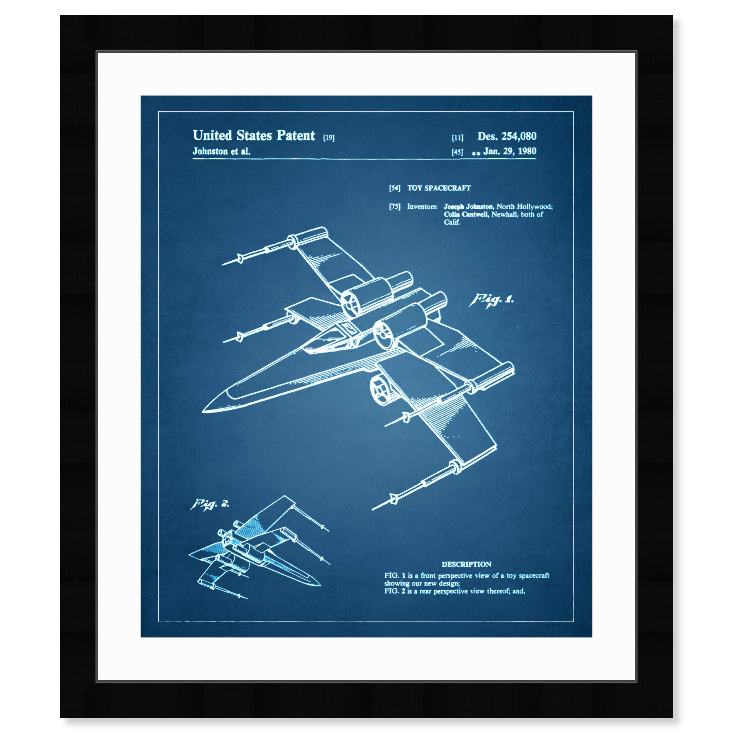 Oliver Gal Artist Co. 'Spacecraft 1980' Framed Blueprint Wall Art - 26